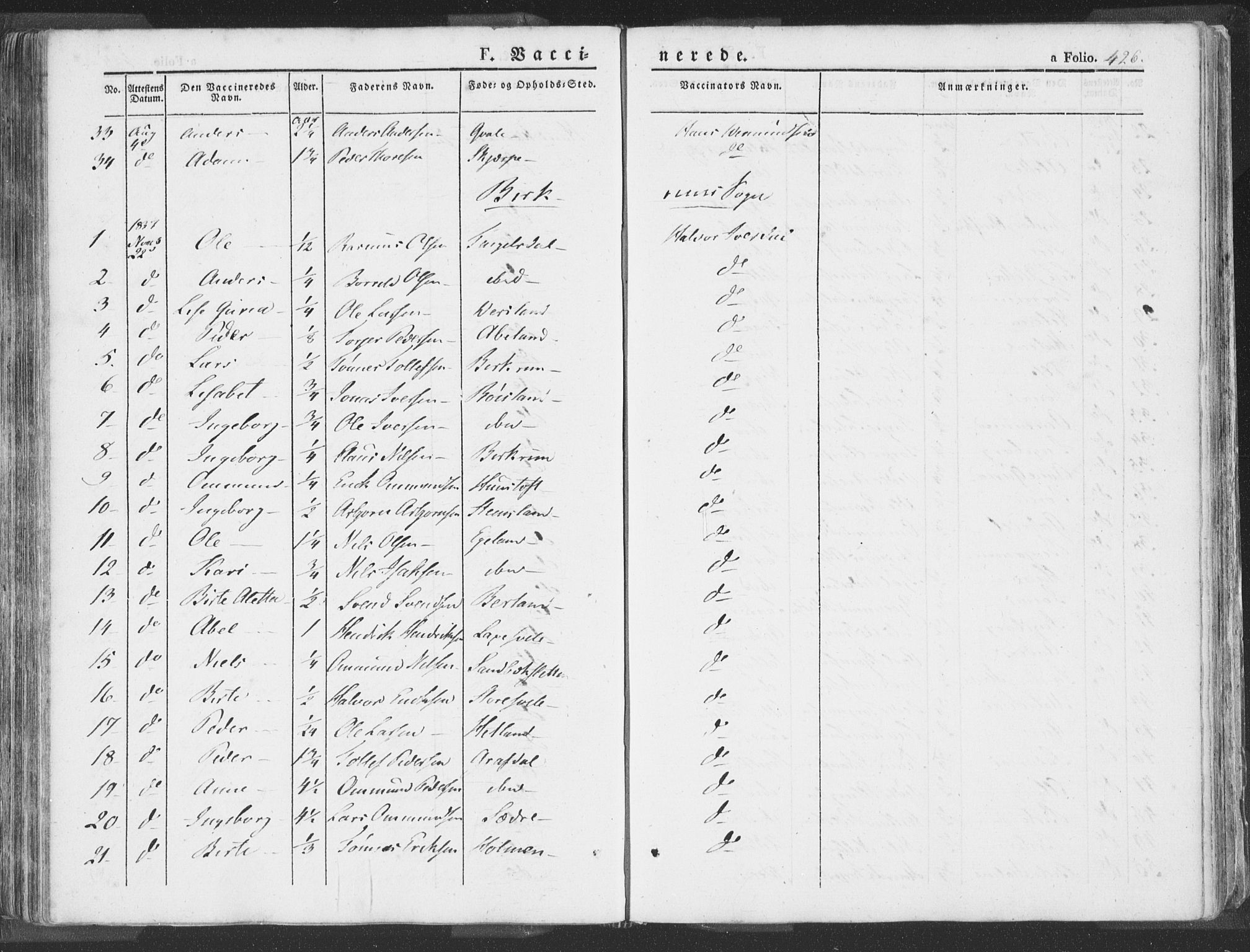 Helleland sokneprestkontor, AV/SAST-A-101810: Ministerialbok nr. A 6.2, 1834-1863, s. 426