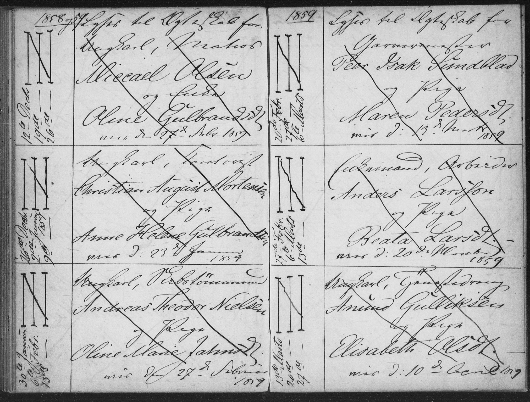Bragernes kirkebøker, SAKO/A-6/H/Ha/L0003: Lysningsprotokoll nr. 3, 1854-1859