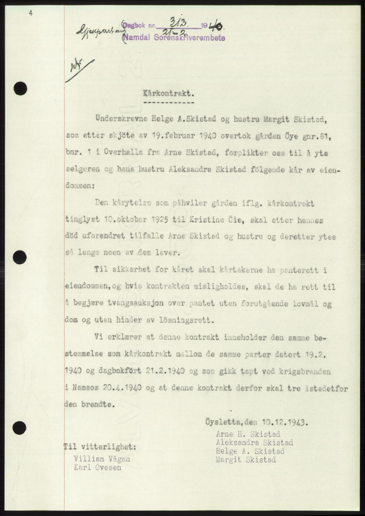 Namdal sorenskriveri, SAT/A-4133/1/2/2C: Pantebok nr. -, 1940-1941, Tingl.dato: 21.02.1940