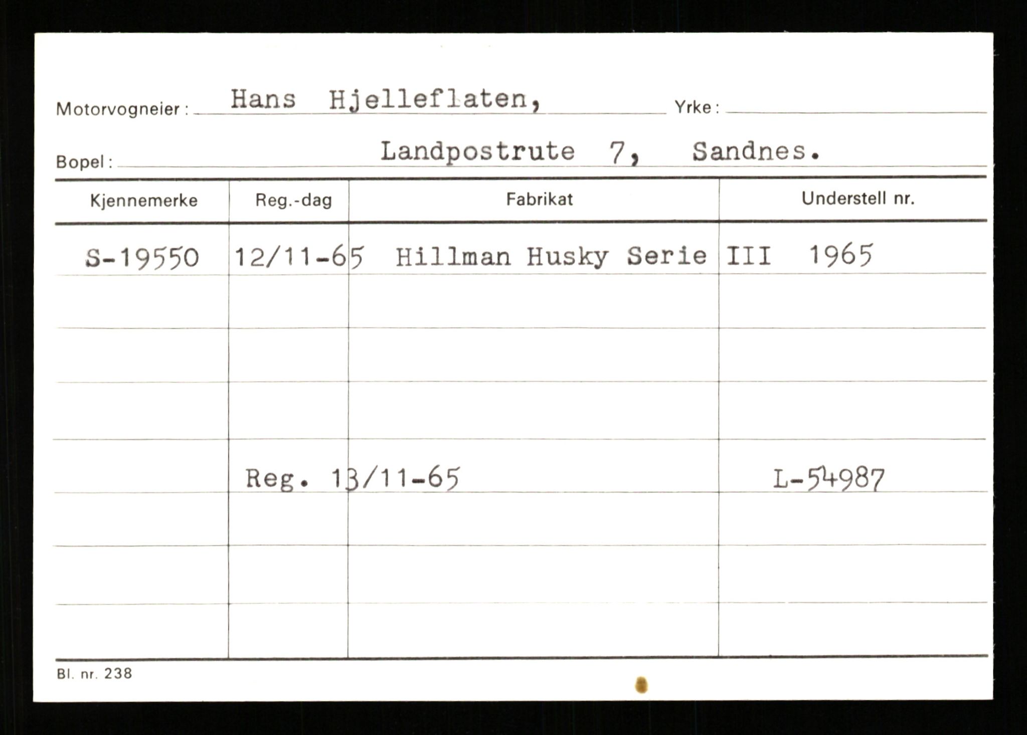 Stavanger trafikkstasjon, SAST/A-101942/0/G/L0004: Registreringsnummer: 15497 - 22957, 1930-1971, s. 1749