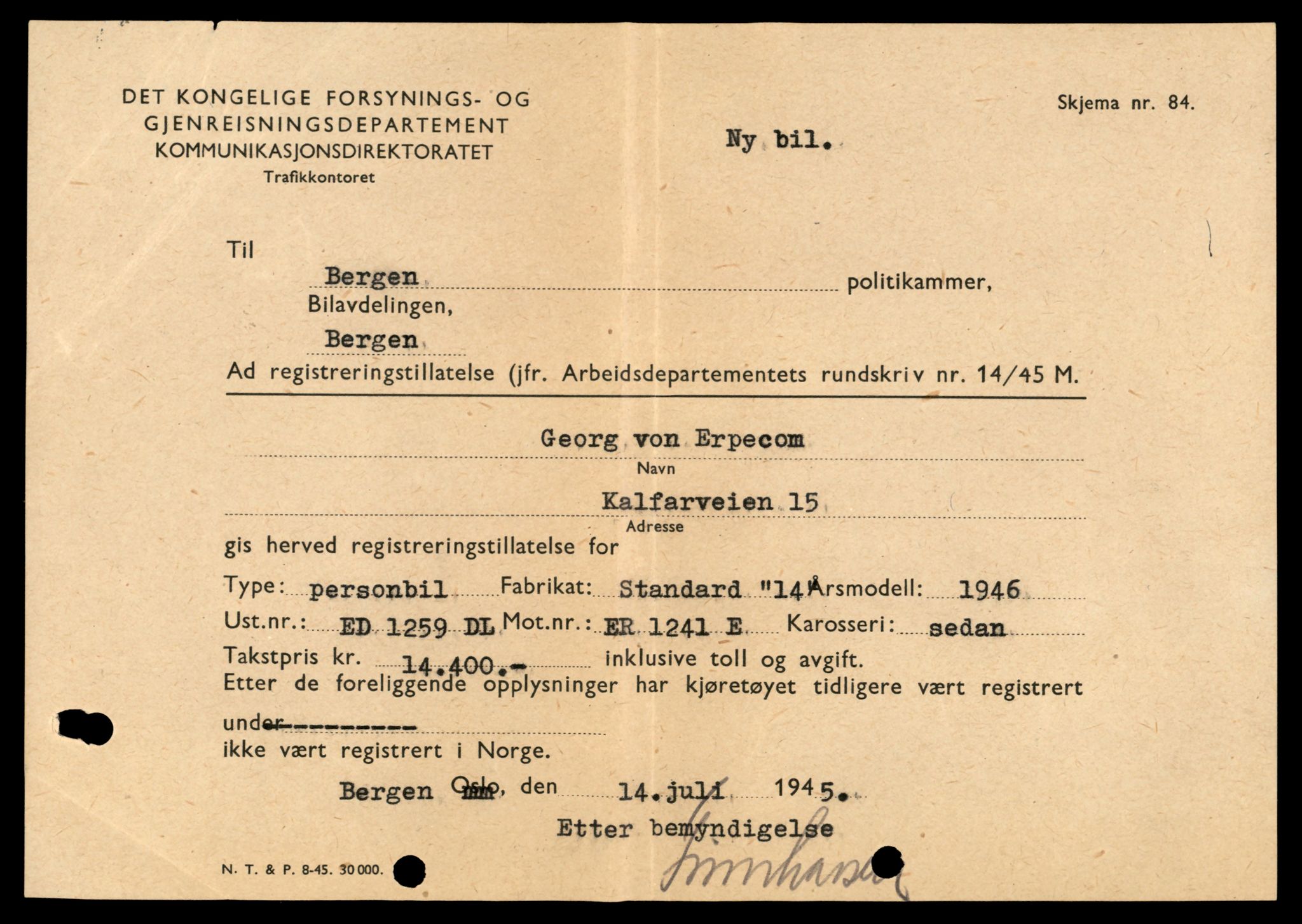 Møre og Romsdal vegkontor - Ålesund trafikkstasjon, AV/SAT-A-4099/F/Fe/L0045: Registreringskort for kjøretøy T 14320 - T 14444, 1927-1998, s. 2549