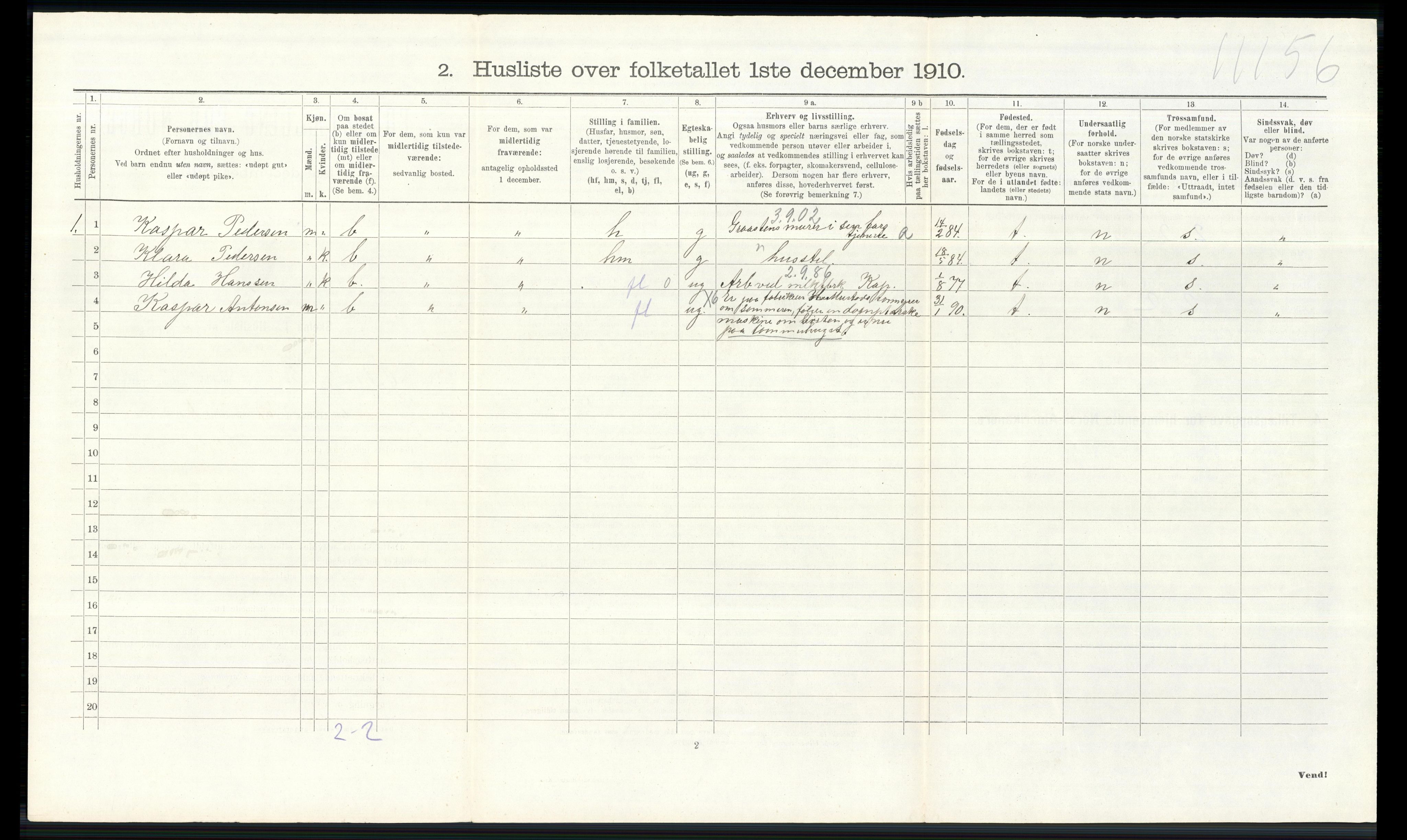 RA, Folketelling 1910 for 0528 Østre Toten herred, 1910, s. 2722