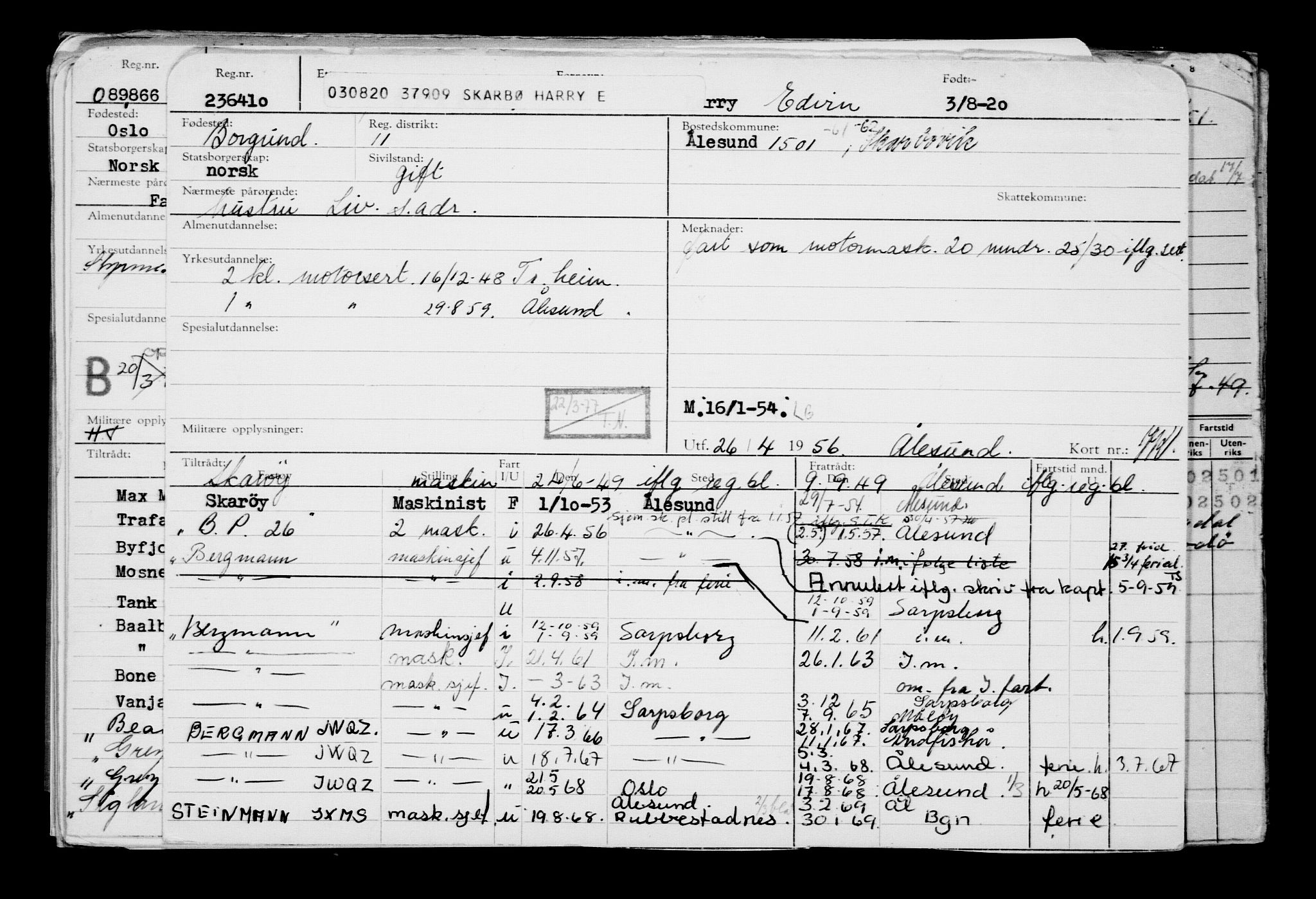 Direktoratet for sjømenn, AV/RA-S-3545/G/Gb/L0184: Hovedkort, 1920, s. 72