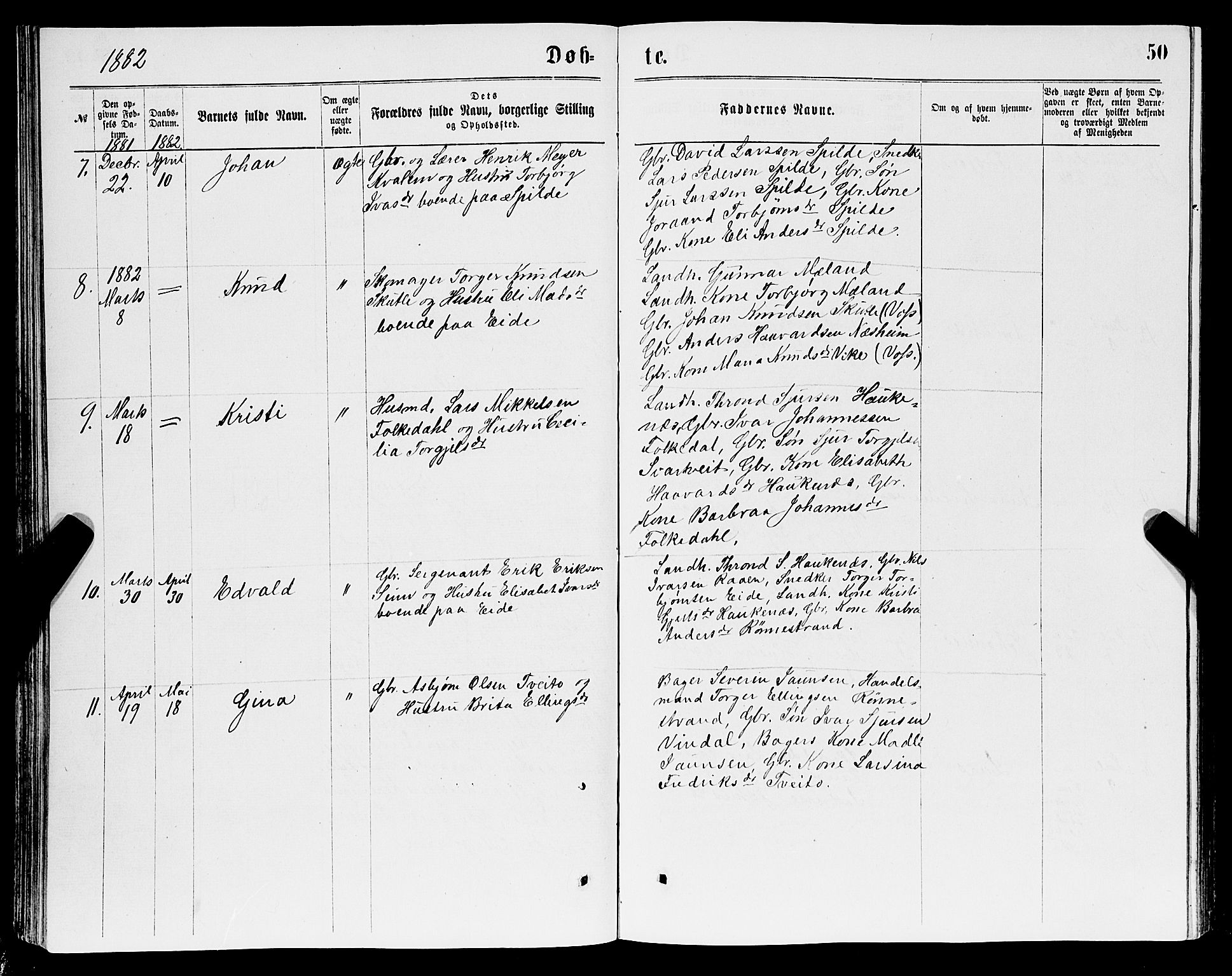 Ulvik sokneprestembete, AV/SAB-A-78801/H/Hab: Klokkerbok nr. B 2, 1869-1883, s. 50