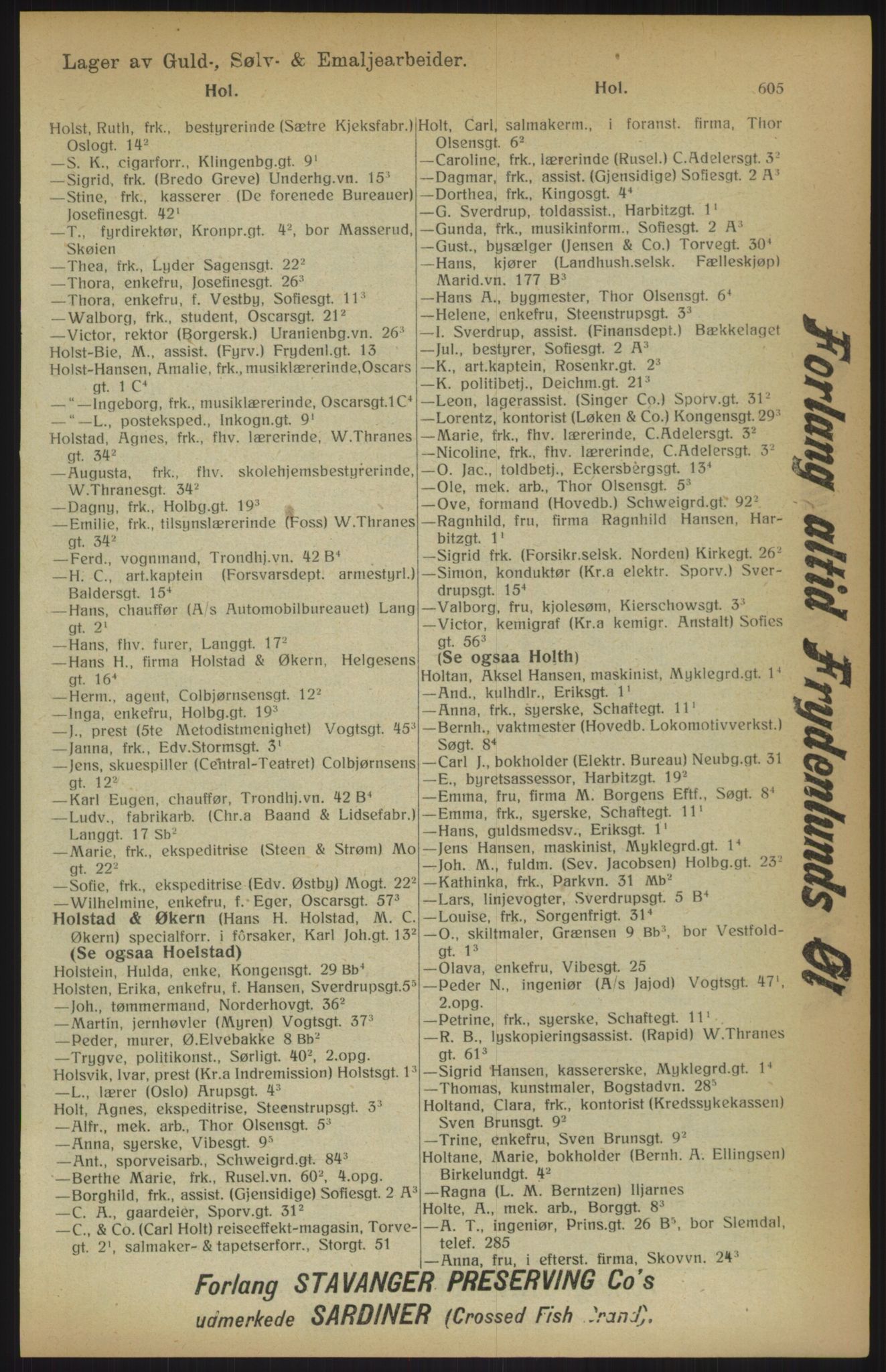 Kristiania/Oslo adressebok, PUBL/-, 1915, s. 605