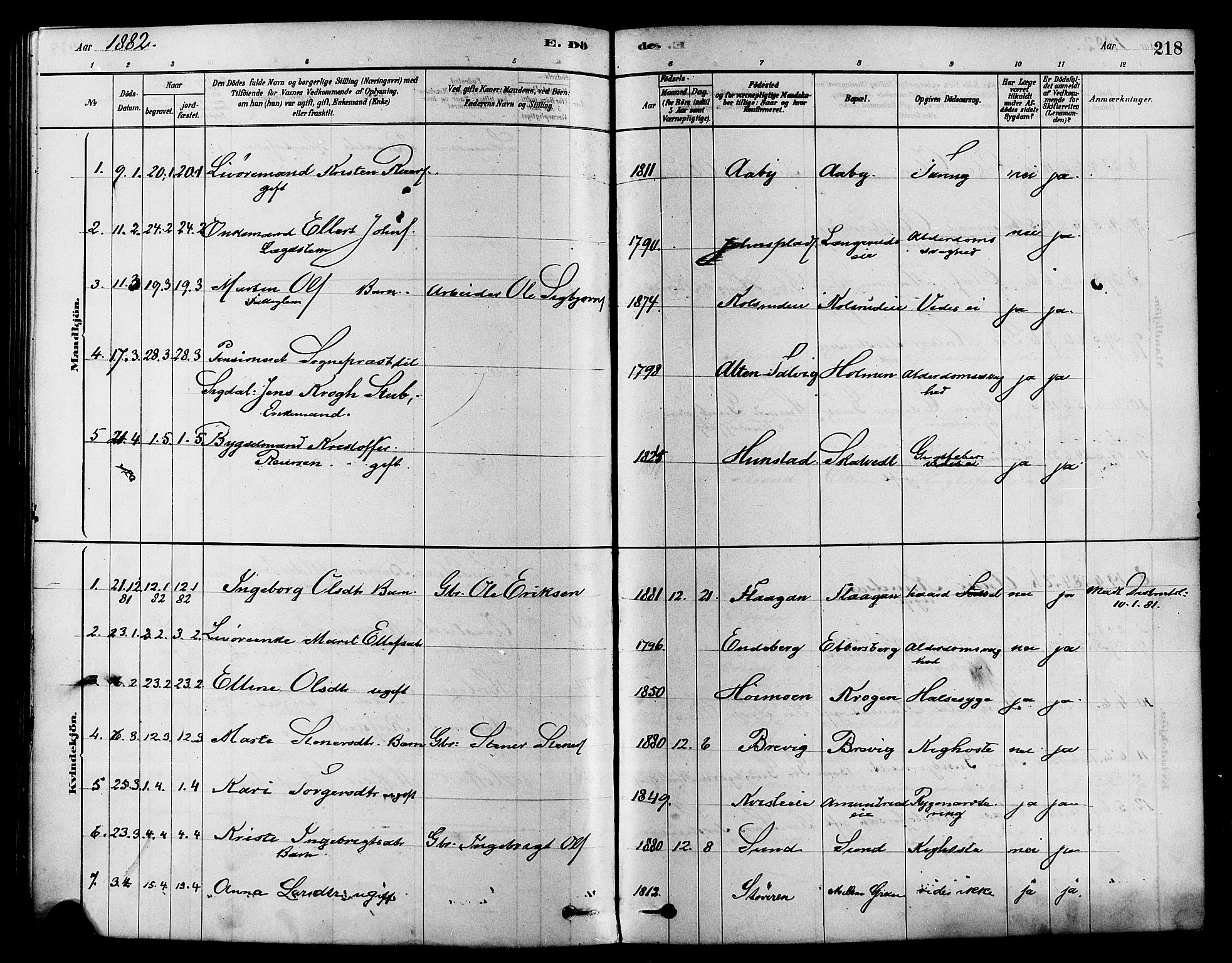 Sigdal kirkebøker, AV/SAKO-A-245/F/Fa/L0011: Ministerialbok nr. I 11, 1879-1887, s. 218