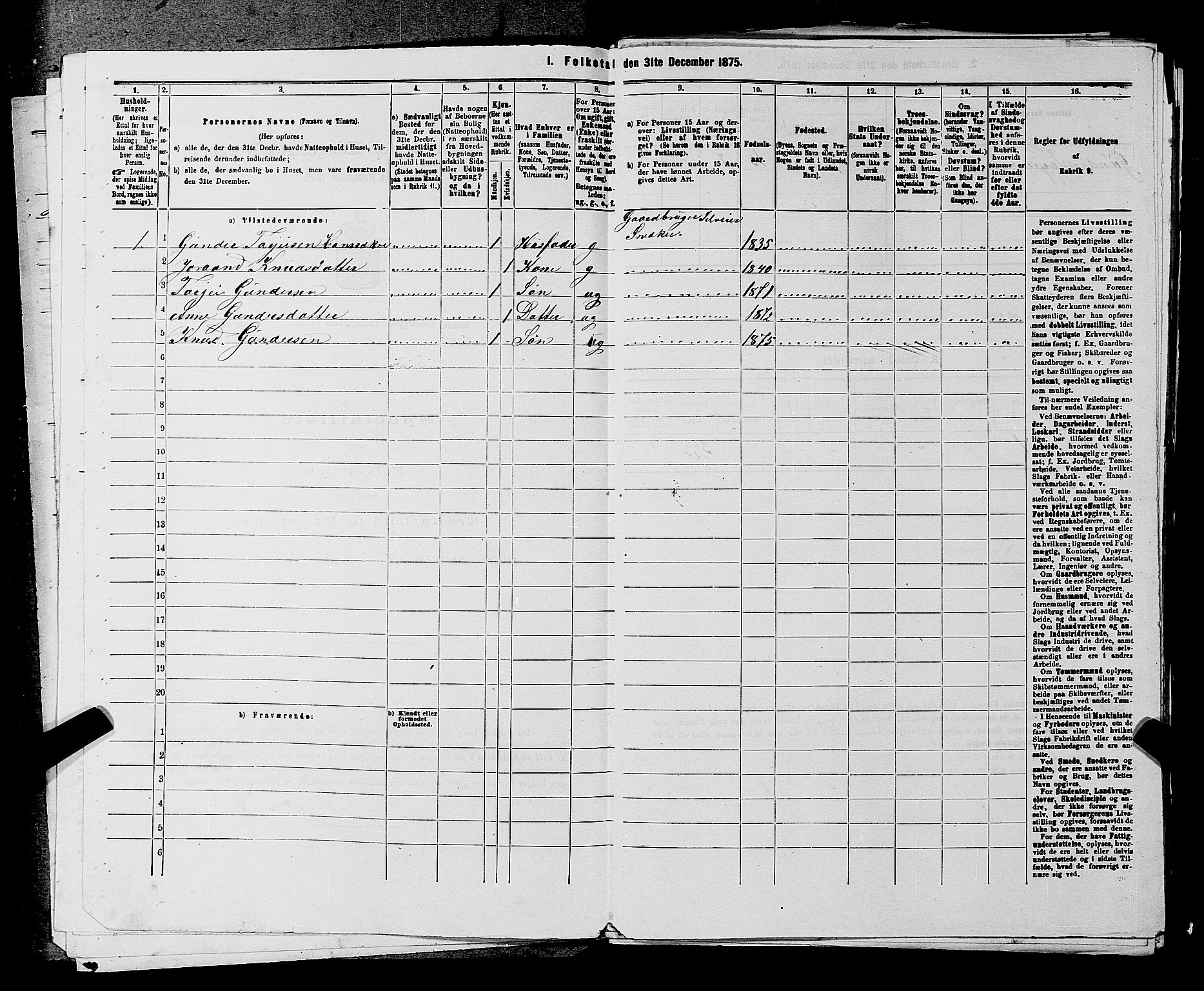 SAKO, Folketelling 1875 for 0831P Moland prestegjeld, 1875, s. 147