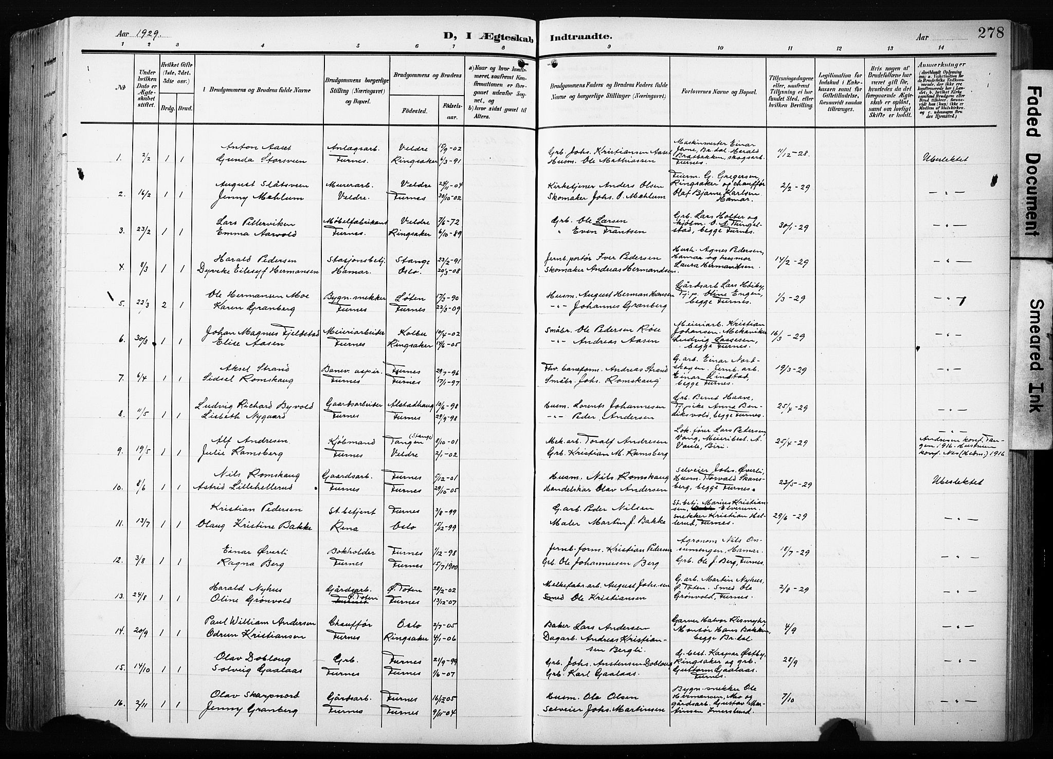 Furnes prestekontor, AV/SAH-PREST-012/L/La/L0001: Klokkerbok nr. 1, 1904-1933, s. 278