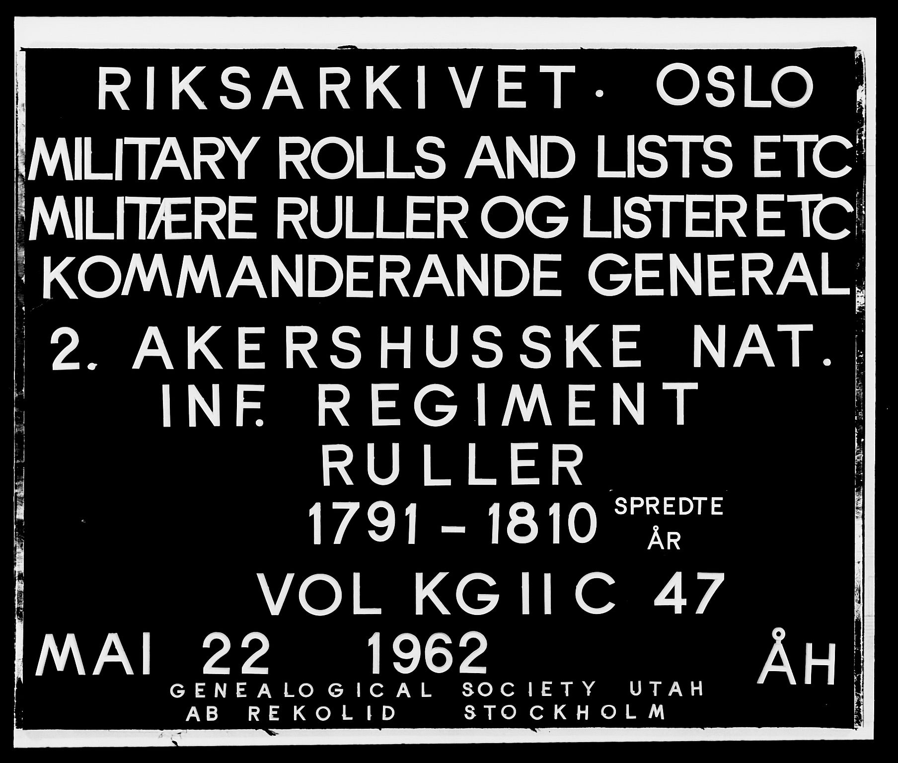 Generalitets- og kommissariatskollegiet, Det kongelige norske kommissariatskollegium, RA/EA-5420/E/Eh/L0047: 2. Akershusiske nasjonale infanteriregiment, 1791-1810, s. 1