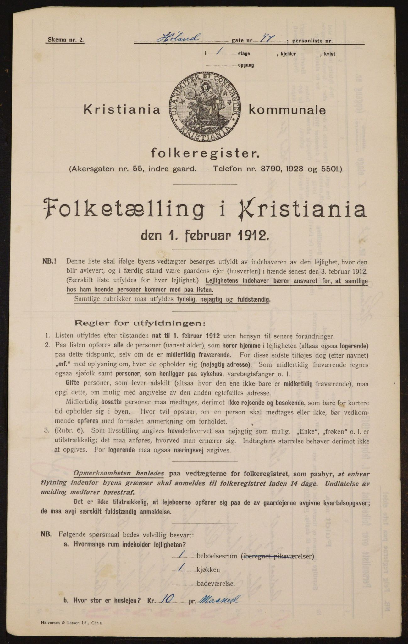 OBA, Kommunal folketelling 1.2.1912 for Kristiania, 1912, s. 43097