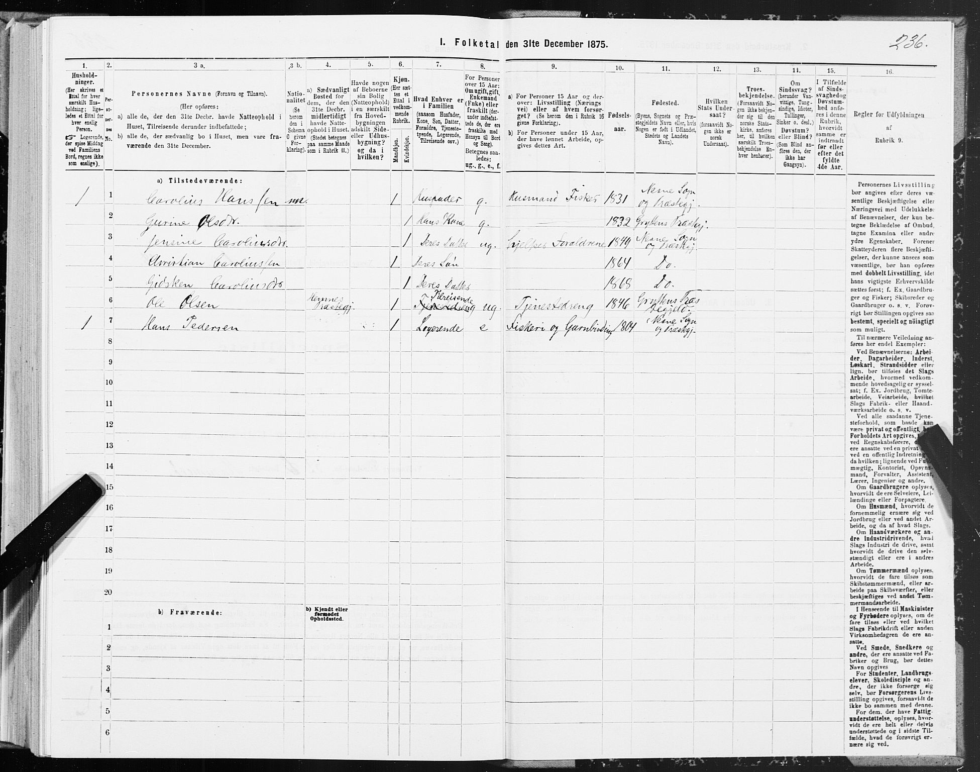 SAT, Folketelling 1875 for 1828P Nesna prestegjeld, 1875, s. 1236