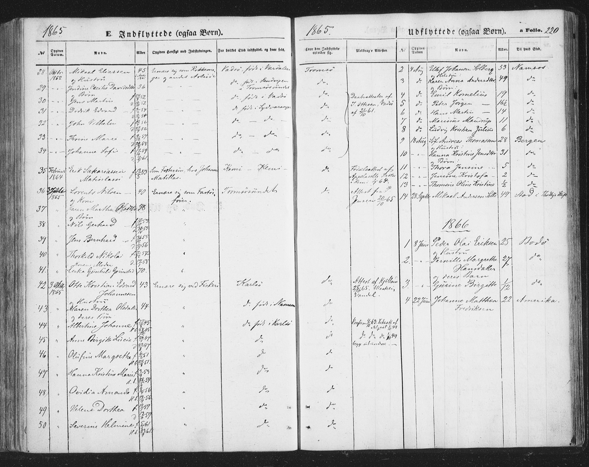 Tromsø sokneprestkontor/stiftsprosti/domprosti, AV/SATØ-S-1343/G/Ga/L0012kirke: Ministerialbok nr. 12, 1865-1871, s. 220