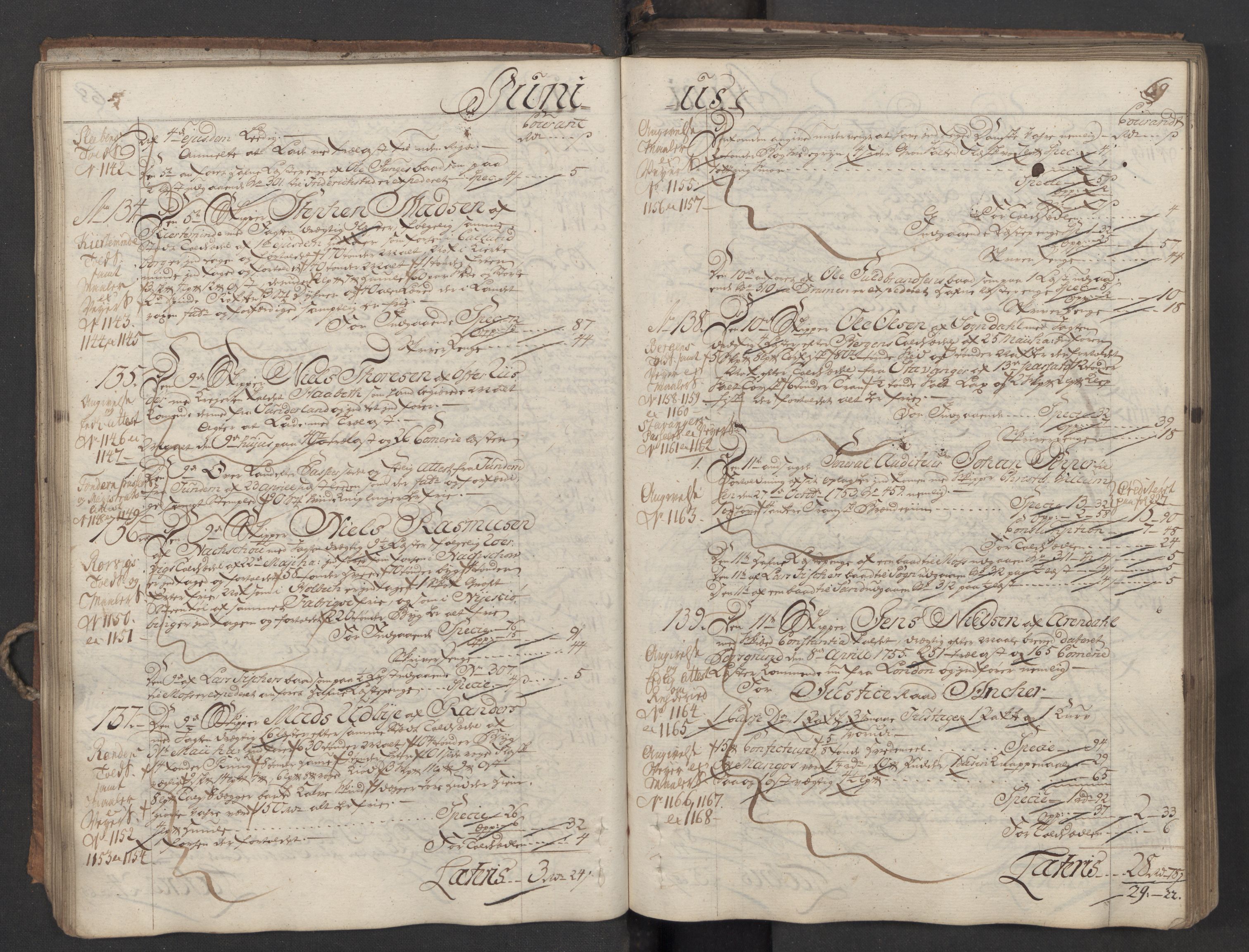 Generaltollkammeret, tollregnskaper, AV/RA-EA-5490/R06/L0037/0001: Tollregnskaper Kristiania / Inngående hovedtollbok, 1756, s. 68b-69a