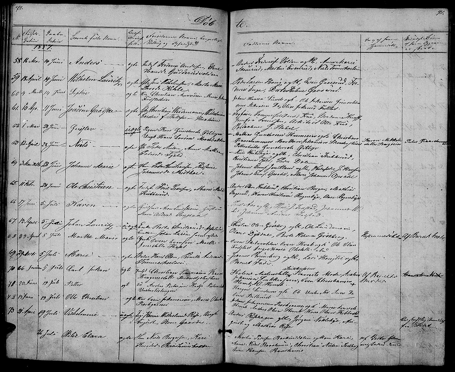 Østre Toten prestekontor, AV/SAH-PREST-104/H/Ha/Hab/L0003: Klokkerbok nr. 3, 1848-1857, s. 71