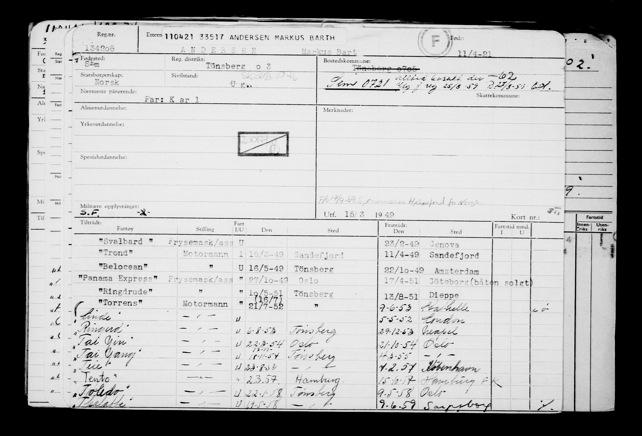 Direktoratet for sjømenn, AV/RA-S-3545/G/Gb/L0192: Hovedkort, 1921, s. 298