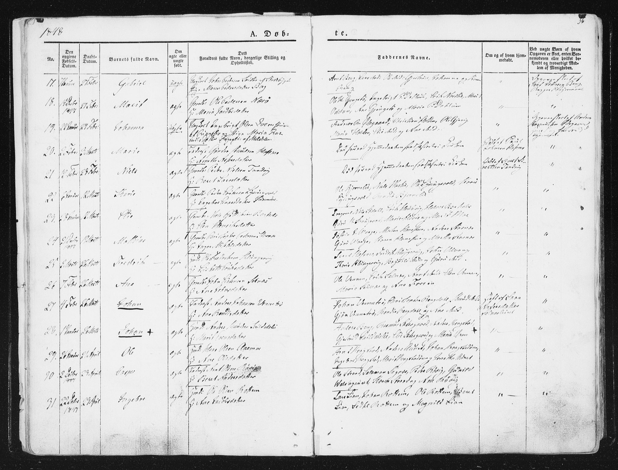 Ministerialprotokoller, klokkerbøker og fødselsregistre - Sør-Trøndelag, AV/SAT-A-1456/630/L0493: Ministerialbok nr. 630A06, 1841-1851, s. 56