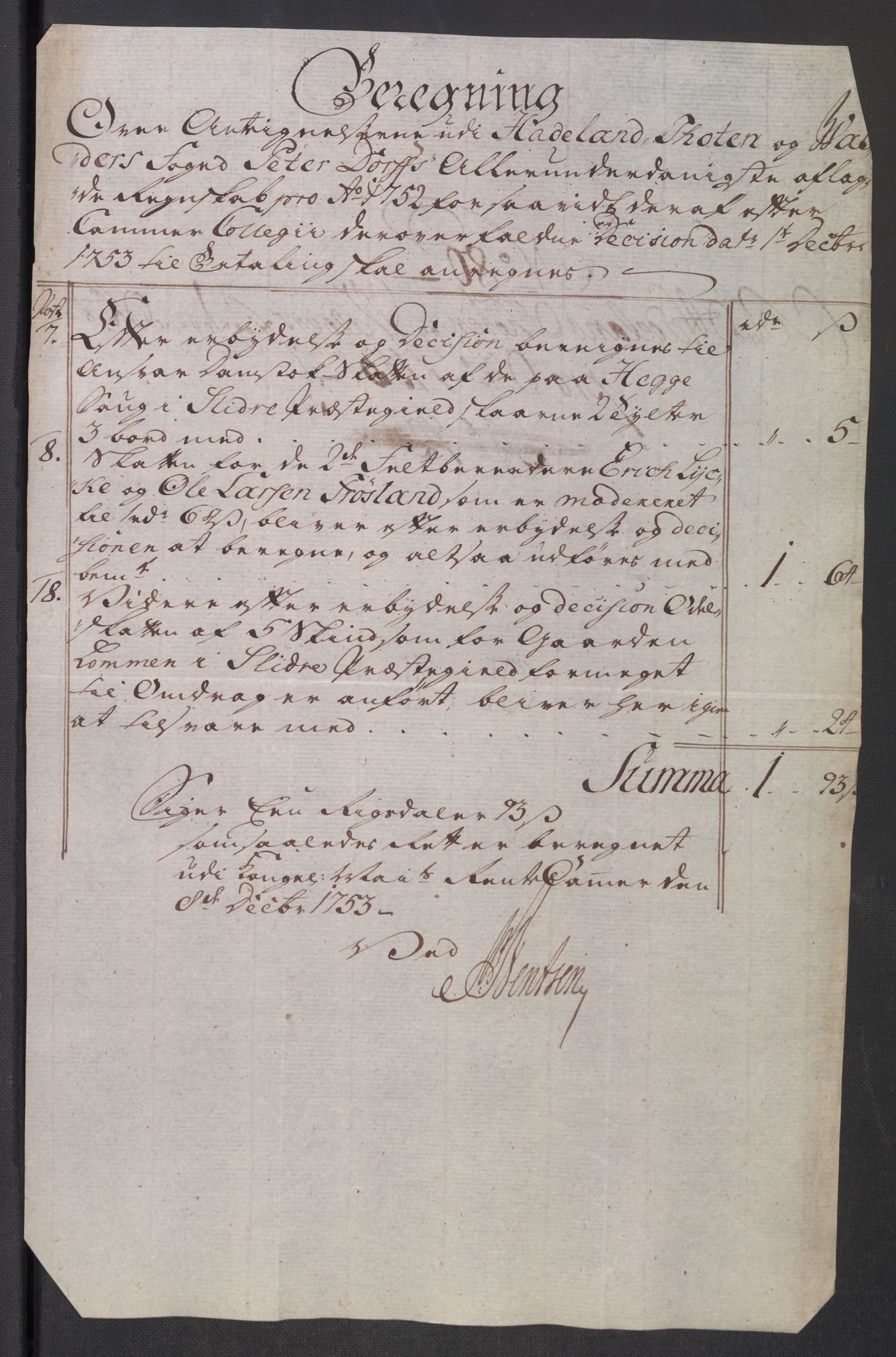 Rentekammeret inntil 1814, Reviderte regnskaper, Fogderegnskap, AV/RA-EA-4092/R18/L1349: Fogderegnskap Hadeland, Toten og Valdres, 1752-1753, s. 645