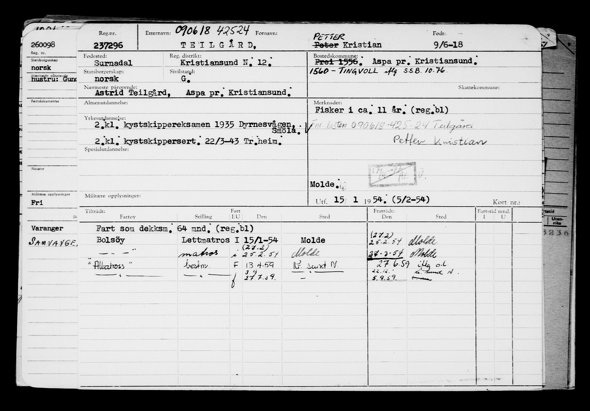 Direktoratet for sjømenn, AV/RA-S-3545/G/Gb/L0159: Hovedkort, 1918, s. 189