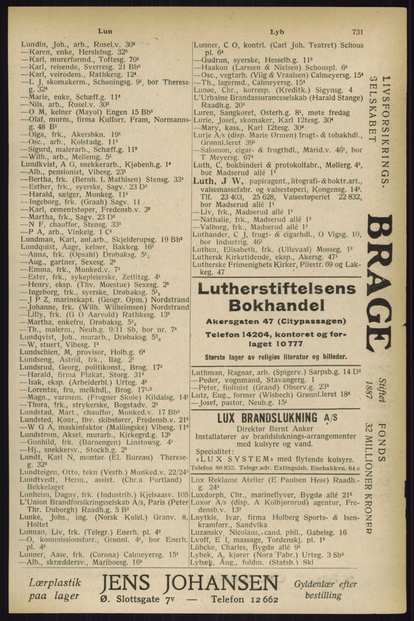 Kristiania/Oslo adressebok, PUBL/-, 1927, s. 731