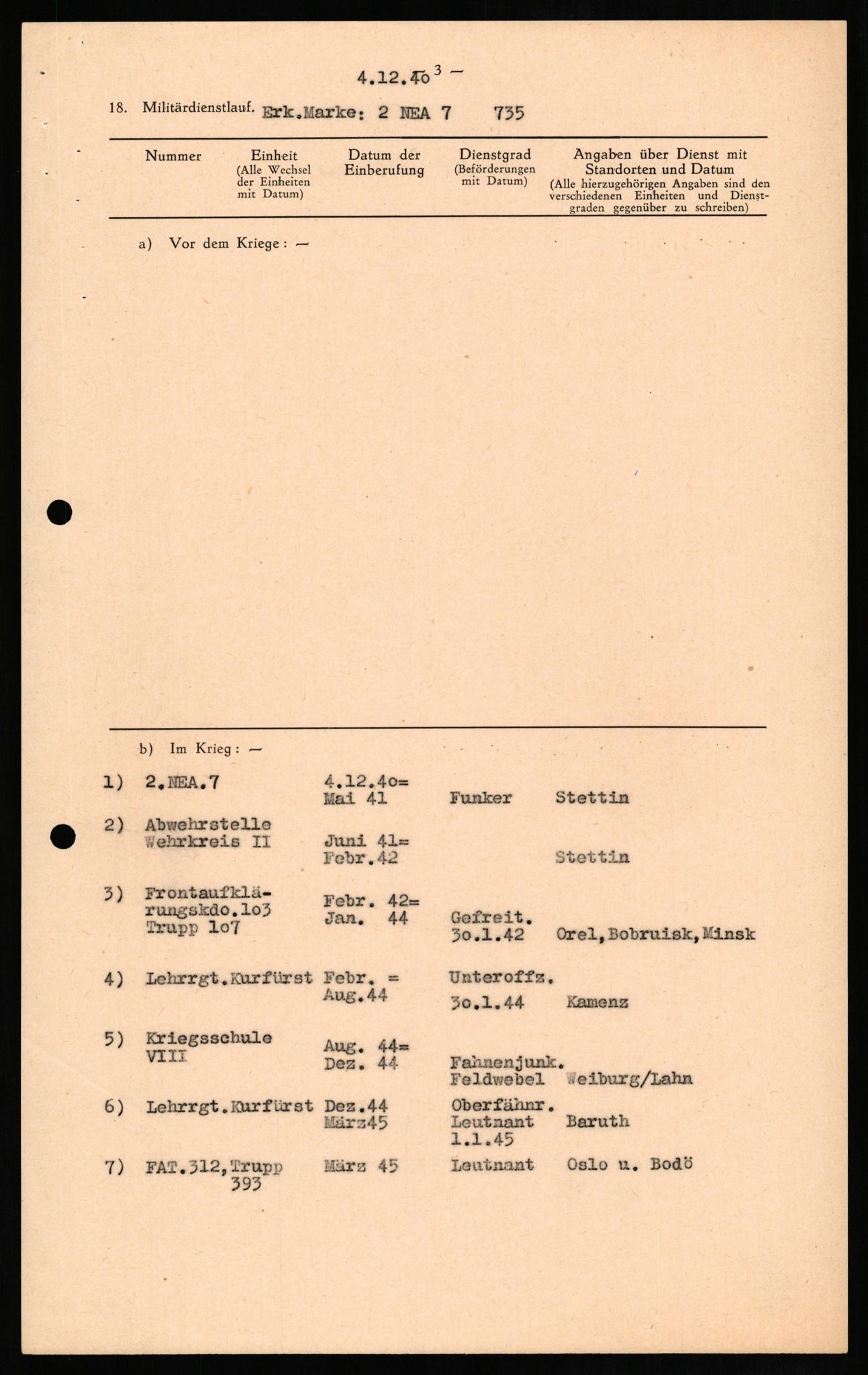 Forsvaret, Forsvarets overkommando II, AV/RA-RAFA-3915/D/Db/L0013: CI Questionaires. Tyske okkupasjonsstyrker i Norge. Tyskere., 1945-1946, s. 384