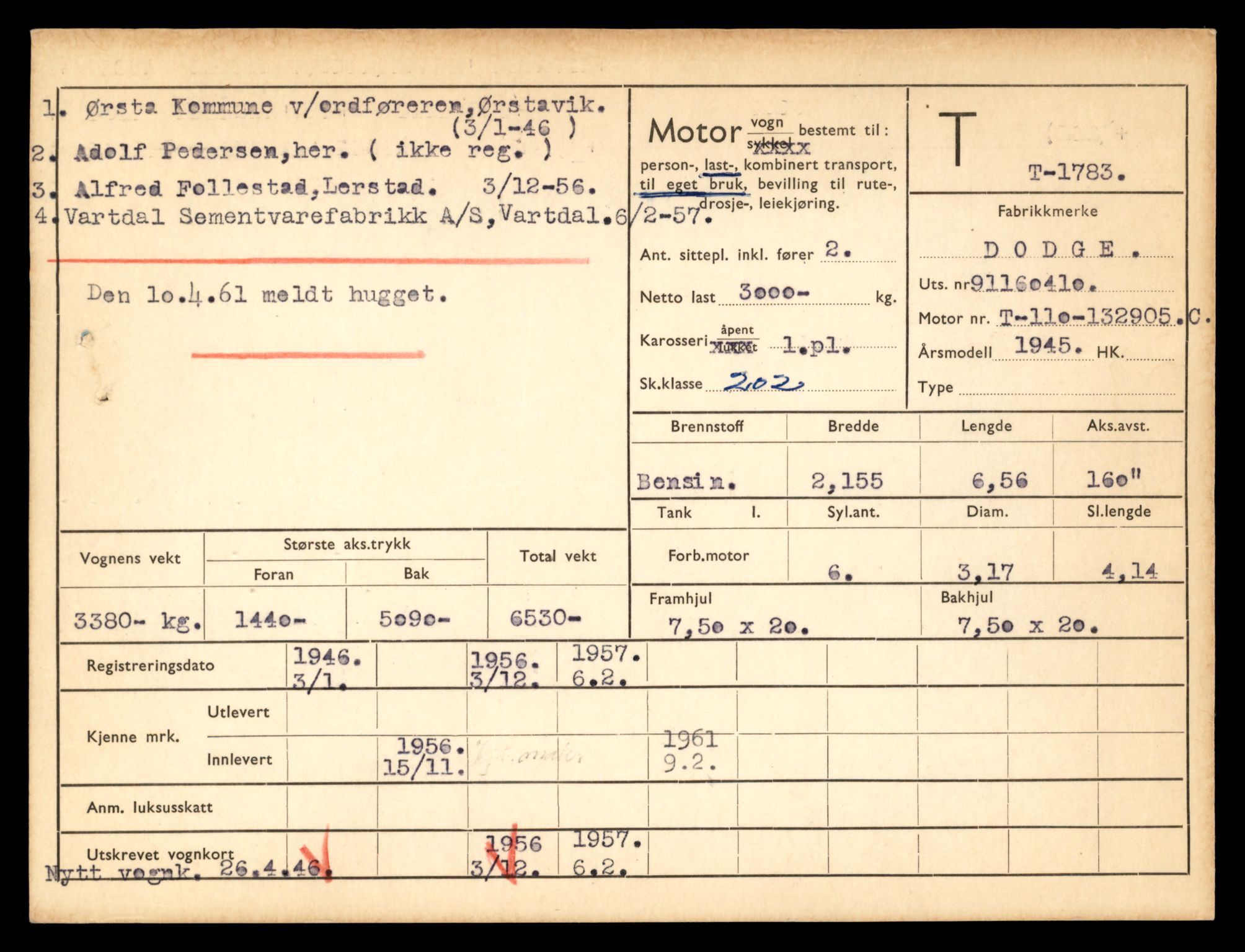 Møre og Romsdal vegkontor - Ålesund trafikkstasjon, SAT/A-4099/F/Fe/L0015: Registreringskort for kjøretøy T 1700 - T 1850, 1927-1998, s. 1432