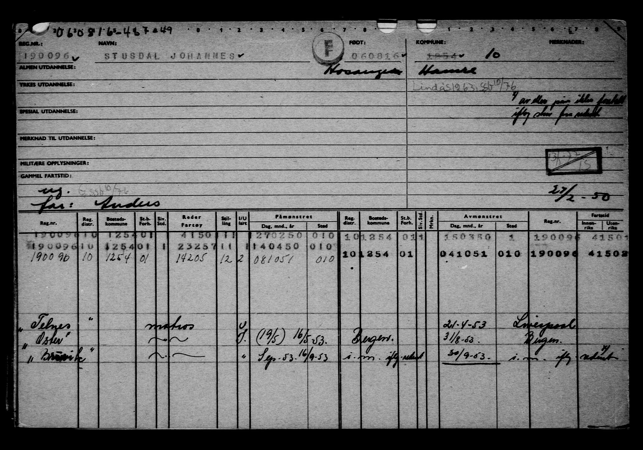 Direktoratet for sjømenn, AV/RA-S-3545/G/Gb/L0141: Hovedkort, 1916, s. 439