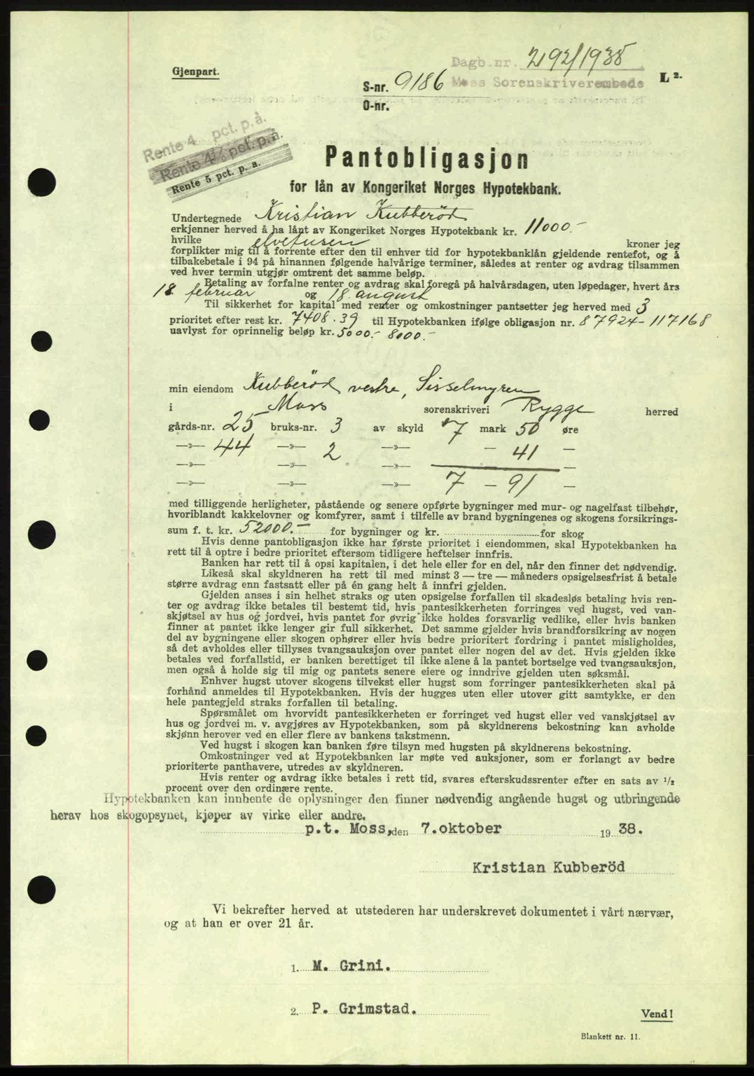 Moss sorenskriveri, SAO/A-10168: Pantebok nr. B6, 1938-1938, Dagboknr: 2192/1938