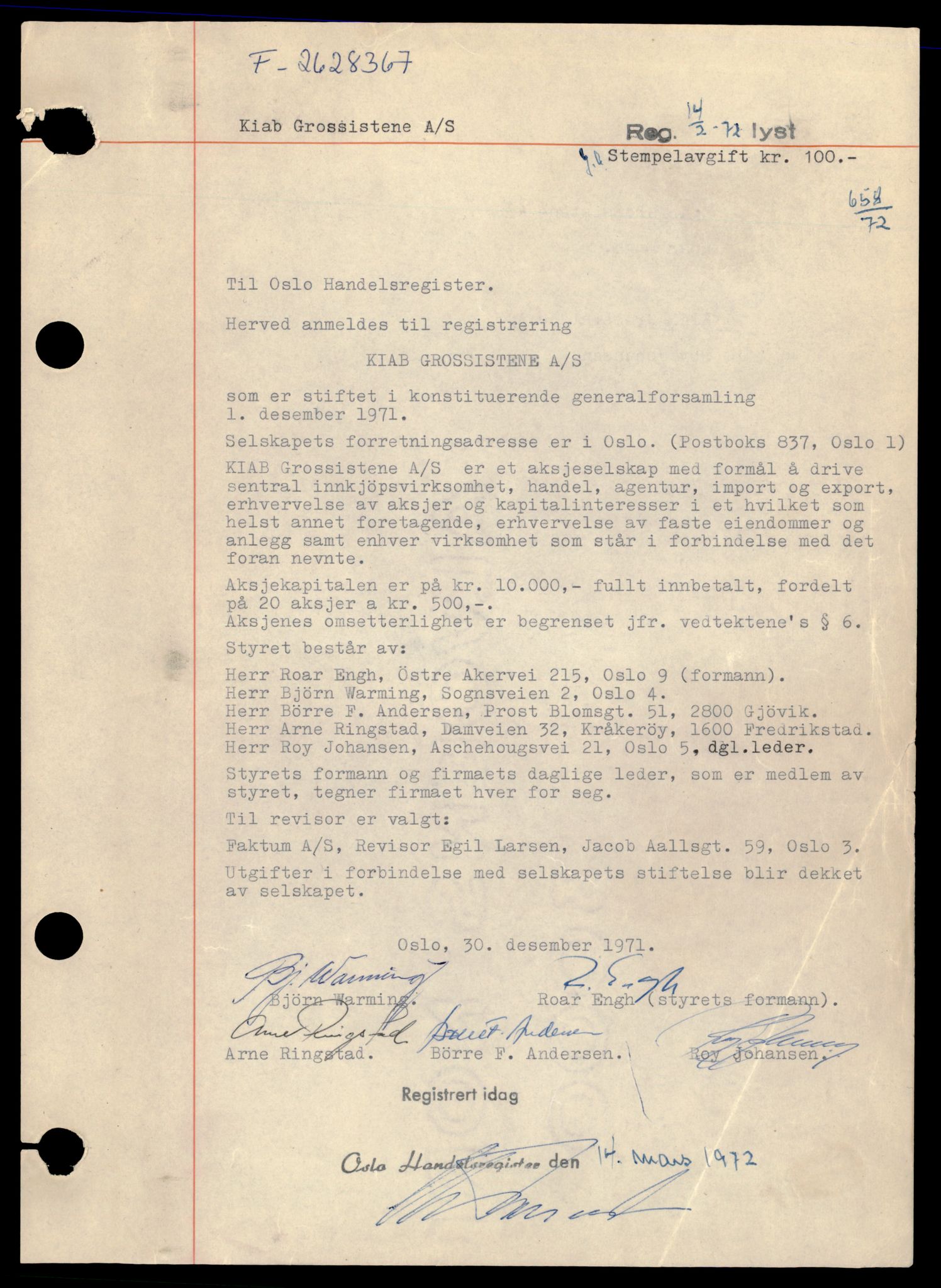 Oslo byfogd, Handelsregisteret, SAT/A-10867/G/Gb/Gba/L0117: Aksjeselskap, Ki-Kjæ, 1944-1990