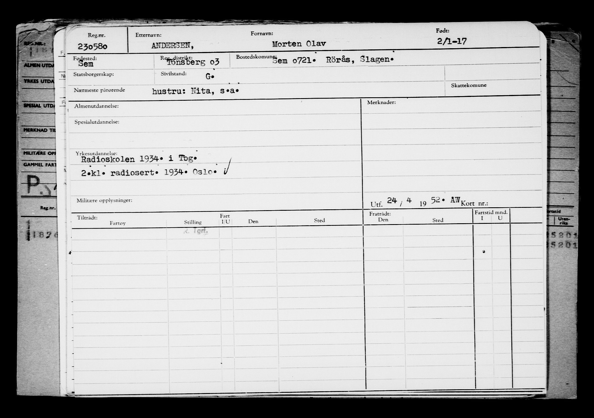 Direktoratet for sjømenn, AV/RA-S-3545/G/Gb/L0145: Hovedkort, 1917, s. 24