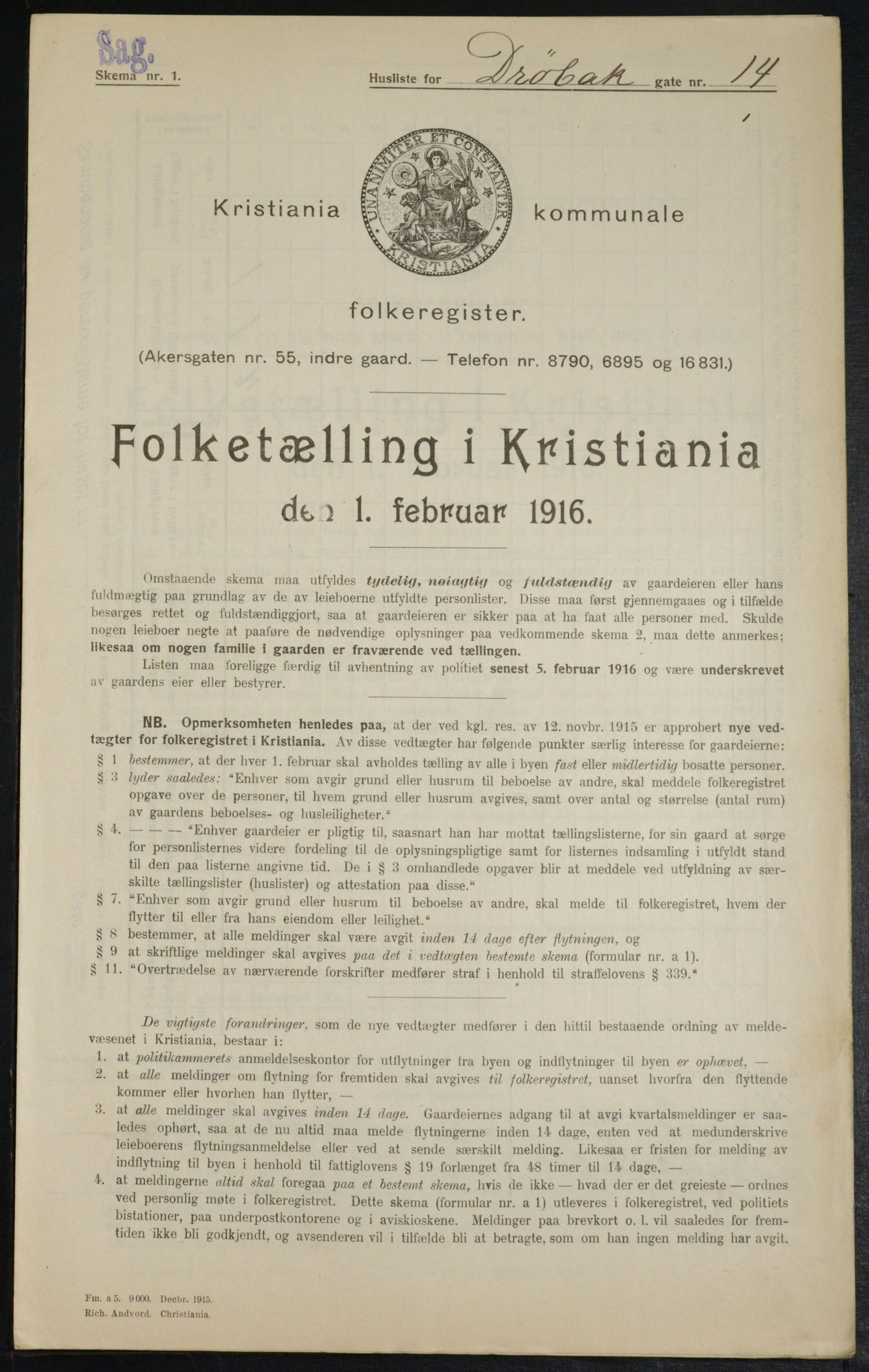 OBA, Kommunal folketelling 1.2.1916 for Kristiania, 1916, s. 17505