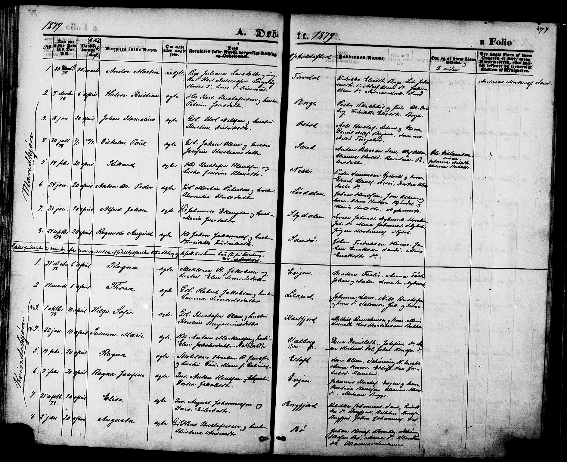 Ministerialprotokoller, klokkerbøker og fødselsregistre - Nordland, SAT/A-1459/880/L1132: Ministerialbok nr. 880A06, 1869-1887, s. 77