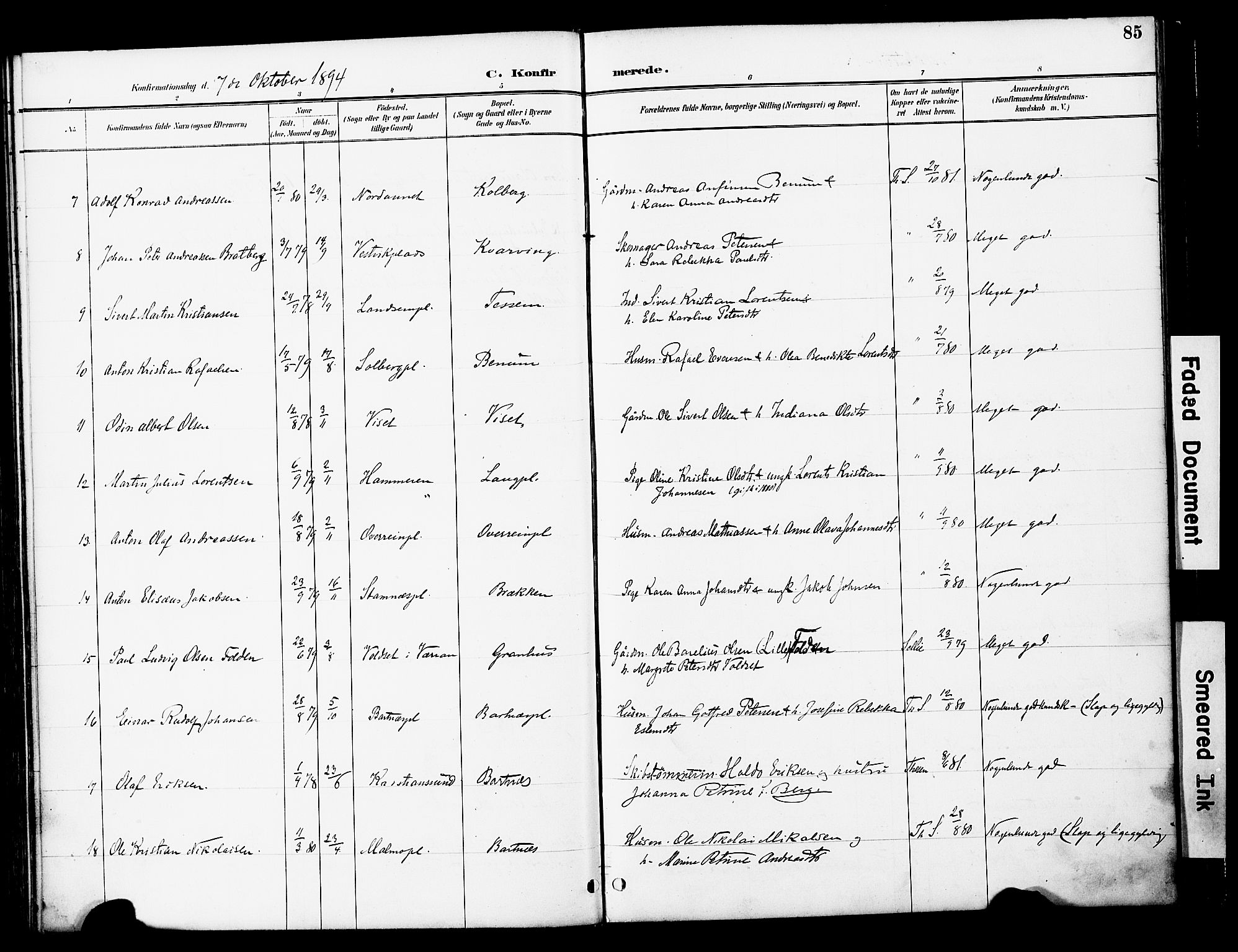 Ministerialprotokoller, klokkerbøker og fødselsregistre - Nord-Trøndelag, SAT/A-1458/741/L0396: Ministerialbok nr. 741A10, 1889-1901, s. 85