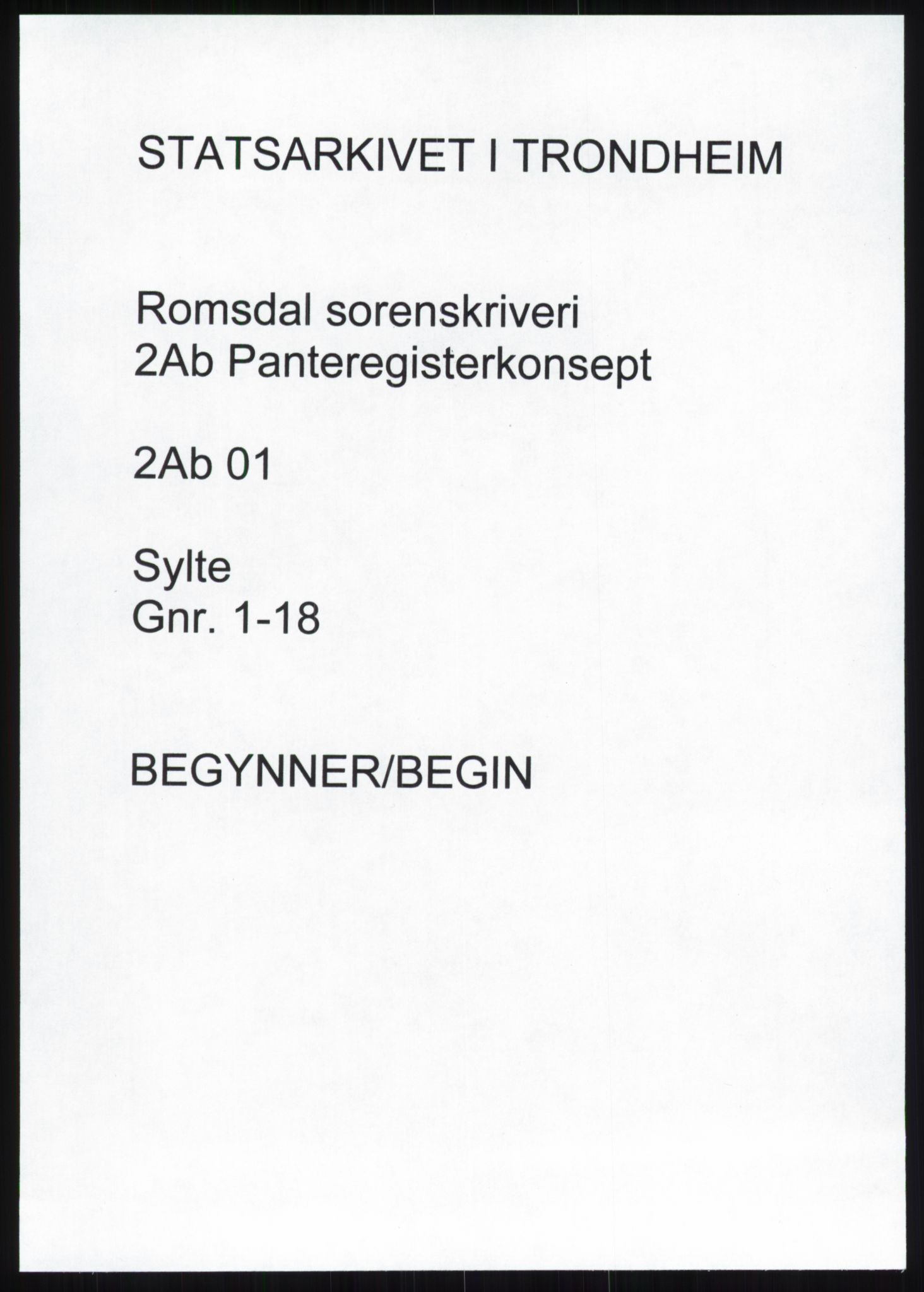 Romsdal sorenskriveri, SAT/A-4149/1/2/2Ab/L0001: Panteregister nr. 1