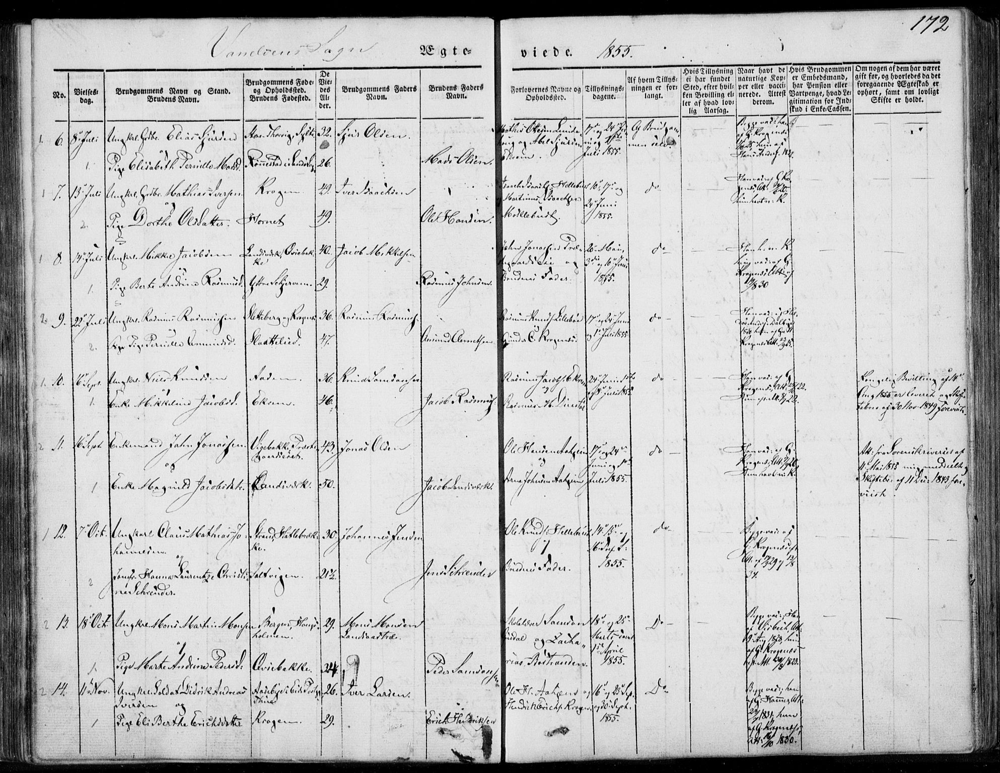 Ministerialprotokoller, klokkerbøker og fødselsregistre - Møre og Romsdal, AV/SAT-A-1454/501/L0006: Ministerialbok nr. 501A06, 1844-1868, s. 172