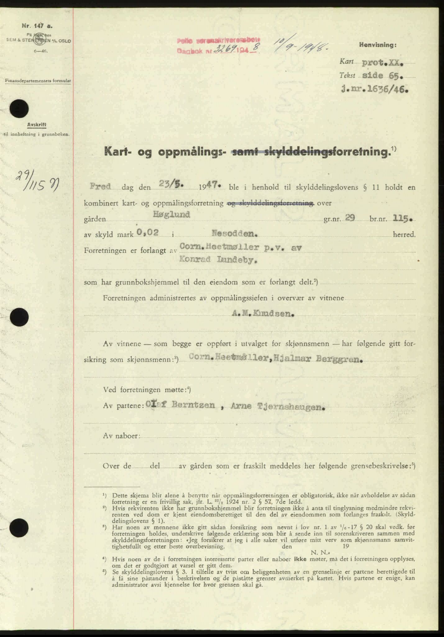 Follo sorenskriveri, SAO/A-10274/G/Ga/Gaa/L0085: Pantebok nr. I 85, 1948-1948, Dagboknr: 3269/1948
