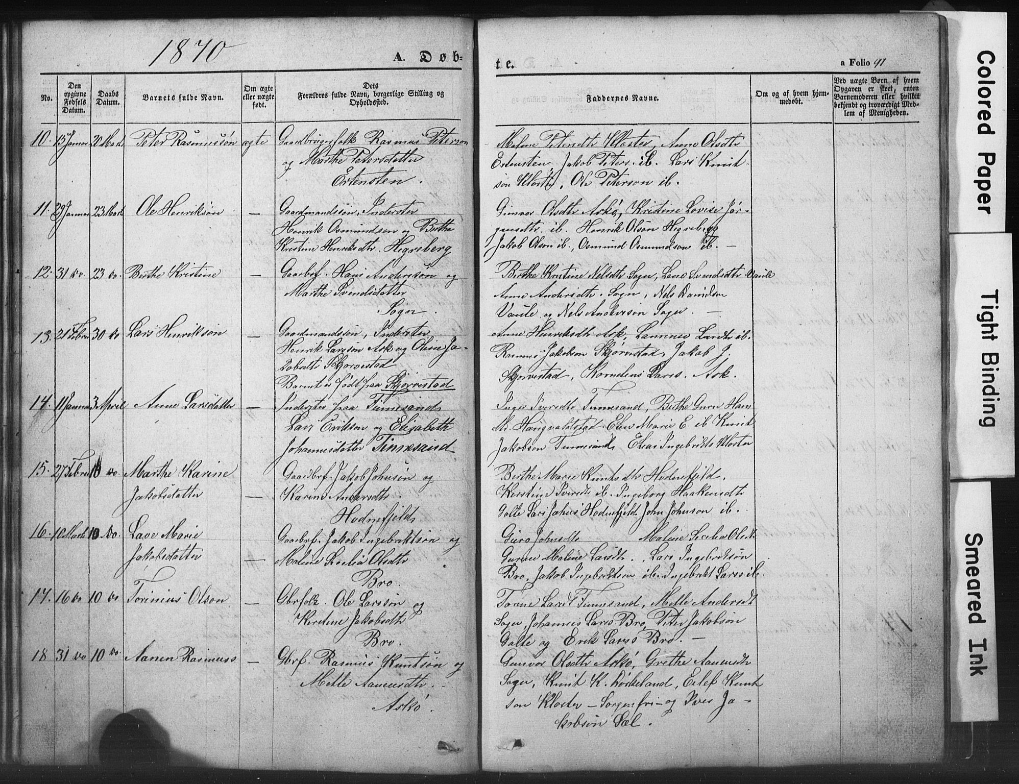 Rennesøy sokneprestkontor, AV/SAST-A -101827/H/Ha/Hab/L0002: Klokkerbok nr. B 2, 1852-1880, s. 91