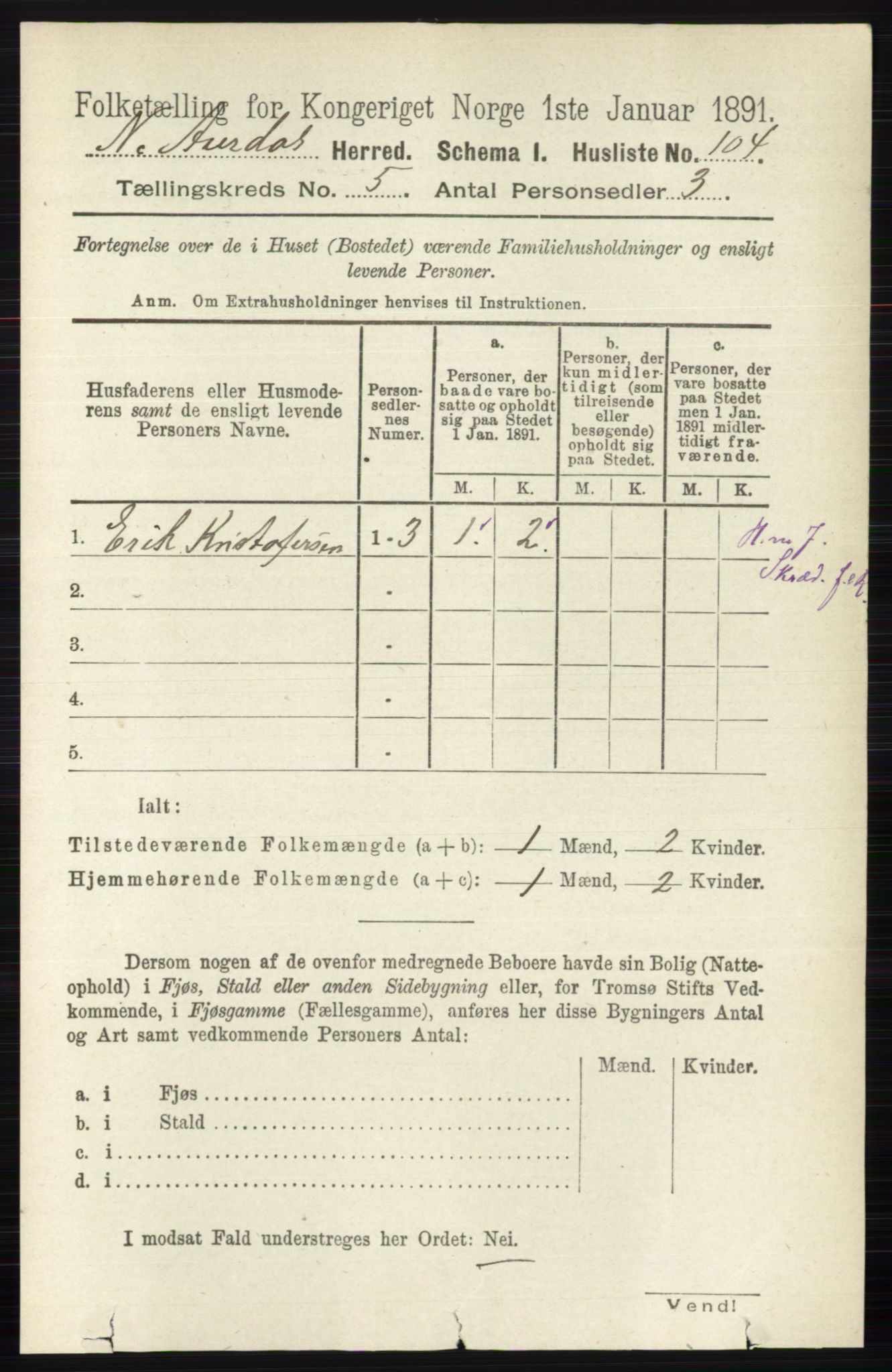 RA, Folketelling 1891 for 0542 Nord-Aurdal herred, 1891, s. 1345