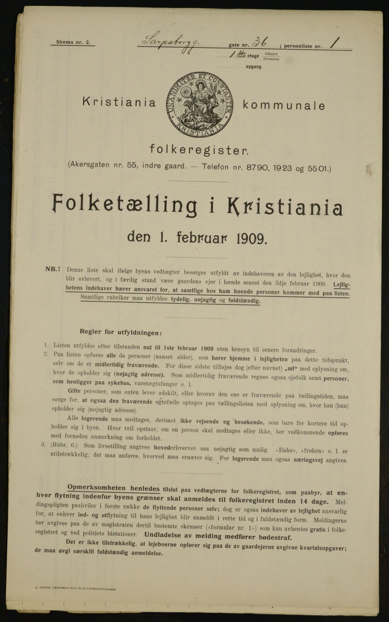 OBA, Kommunal folketelling 1.2.1909 for Kristiania kjøpstad, 1909, s. 81076