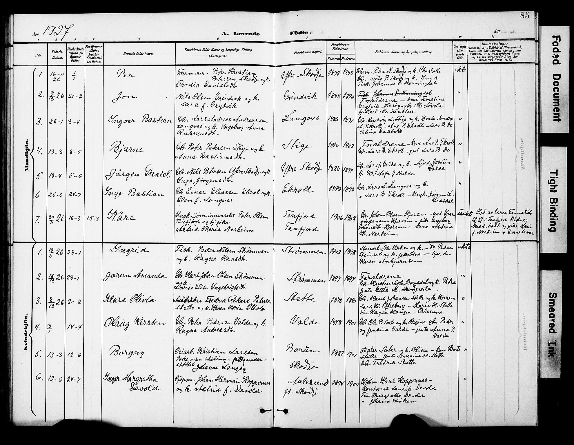 Ministerialprotokoller, klokkerbøker og fødselsregistre - Møre og Romsdal, SAT/A-1454/524/L0366: Klokkerbok nr. 524C07, 1900-1931, s. 85