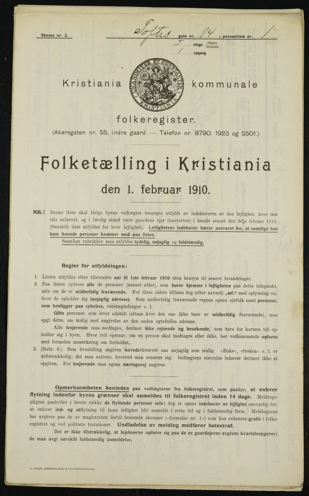 OBA, Kommunal folketelling 1.2.1910 for Kristiania, 1910, s. 105833