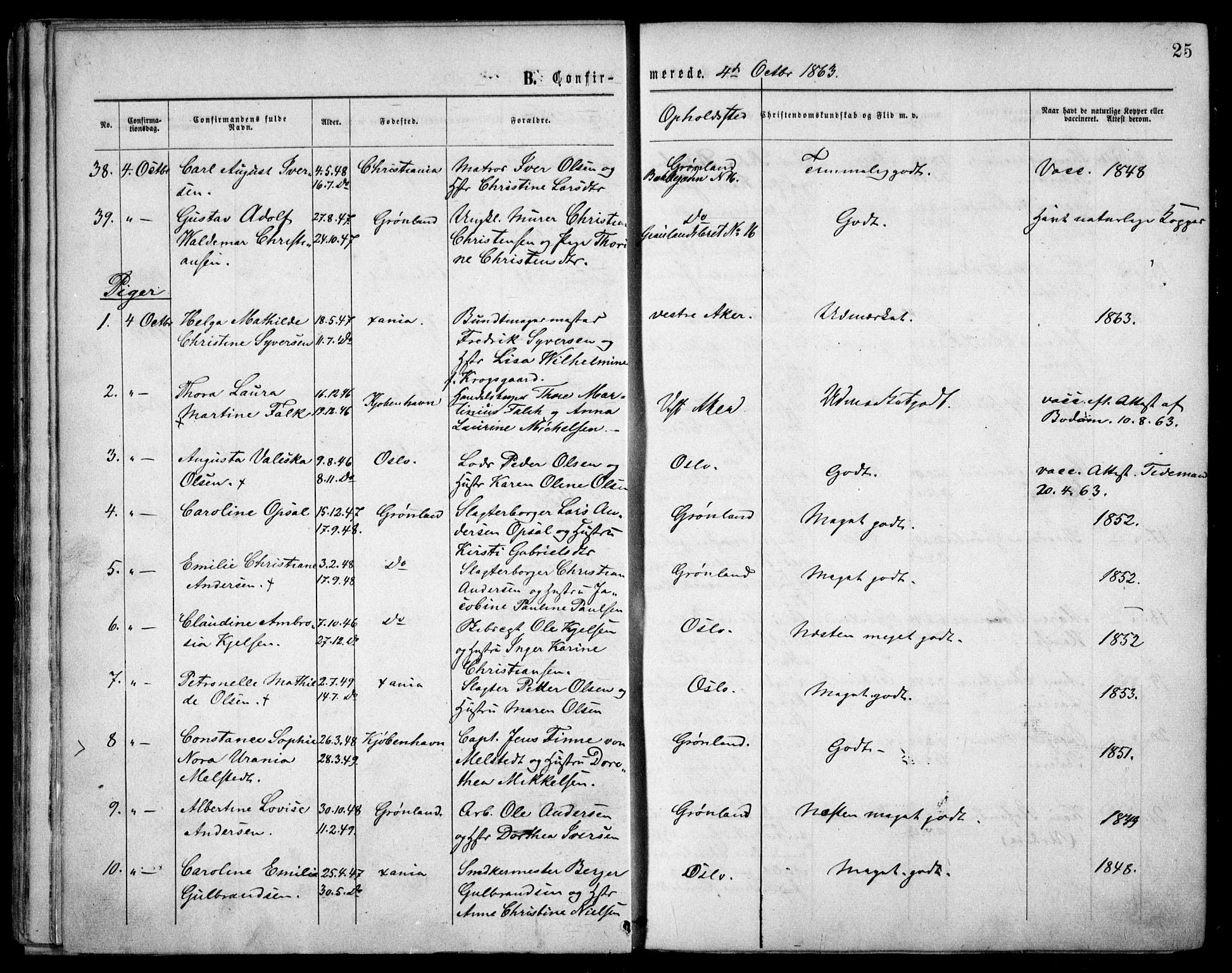 Grønland prestekontor Kirkebøker, AV/SAO-A-10848/F/Fa/L0003: Ministerialbok nr. 3, 1862-1868, s. 25
