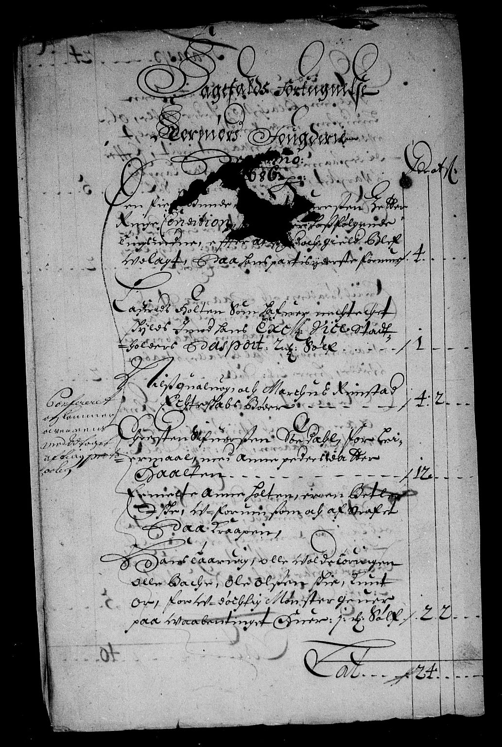 Rentekammeret inntil 1814, Reviderte regnskaper, Stiftamtstueregnskaper, Trondheim stiftamt og Nordland amt, AV/RA-EA-6044/R/Rg/L0084: Trondheim stiftamt og Nordland amt, 1686