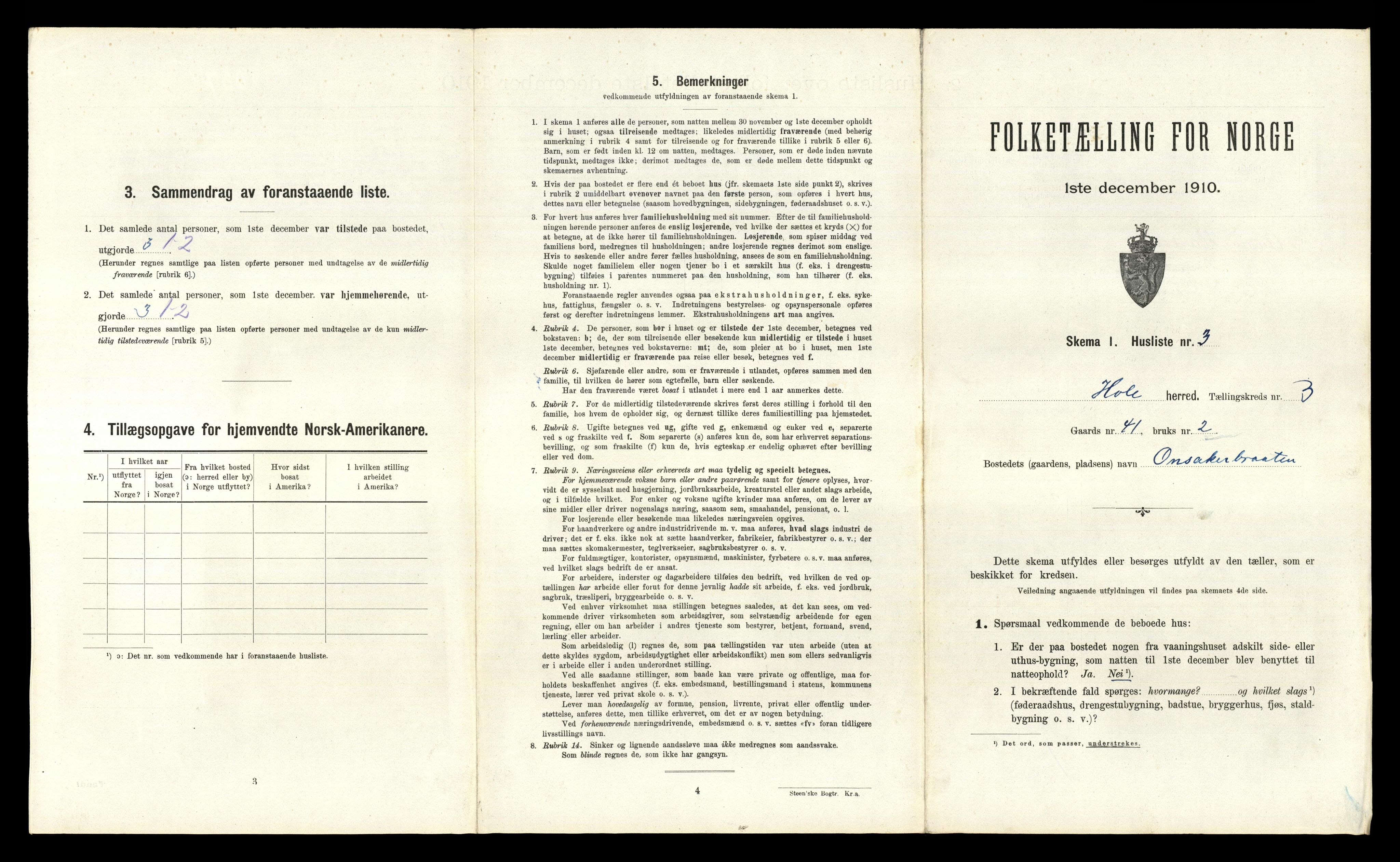 RA, Folketelling 1910 for 0612 Hole herred, 1910, s. 342