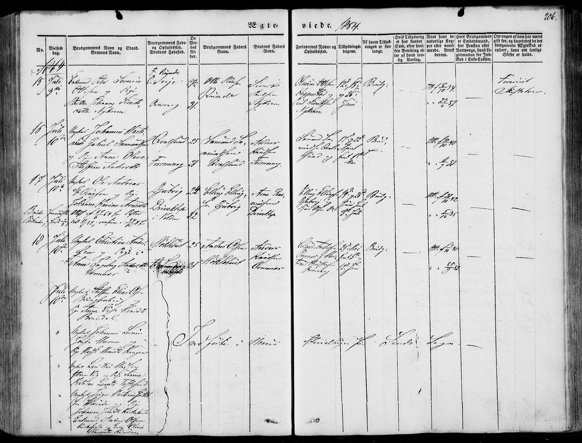 Ministerialprotokoller, klokkerbøker og fødselsregistre - Møre og Romsdal, AV/SAT-A-1454/507/L0070: Ministerialbok nr. 507A05, 1842-1873, s. 206