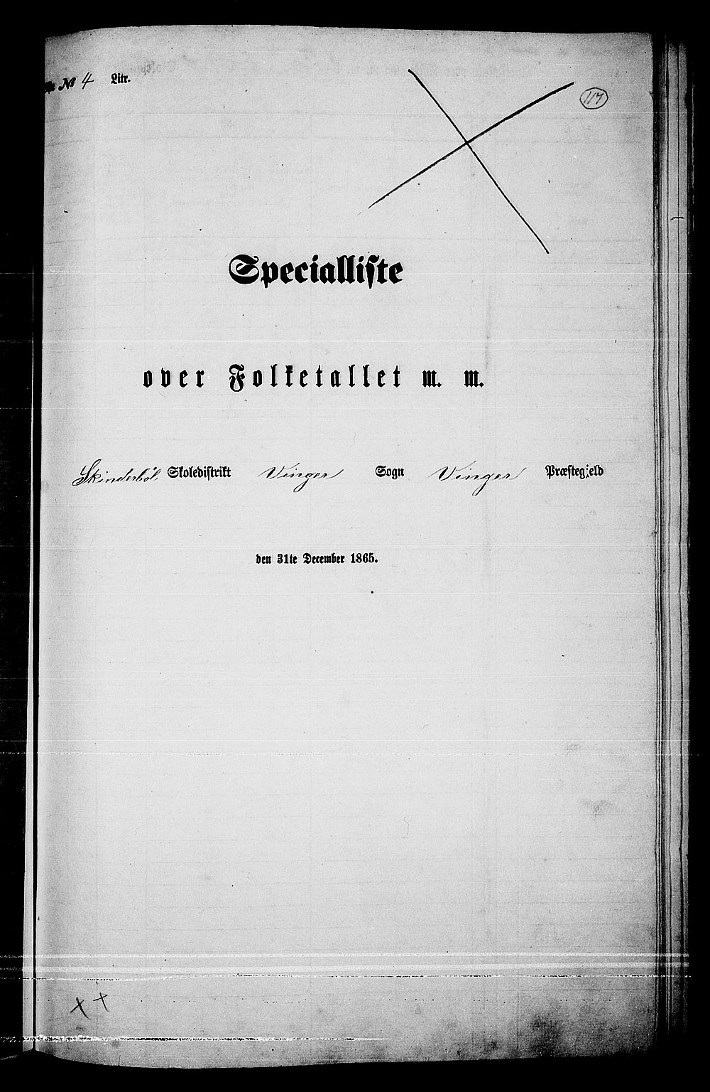 RA, Folketelling 1865 for 0421L Vinger prestegjeld, Vinger sokn og Austmarka sokn, 1865, s. 105