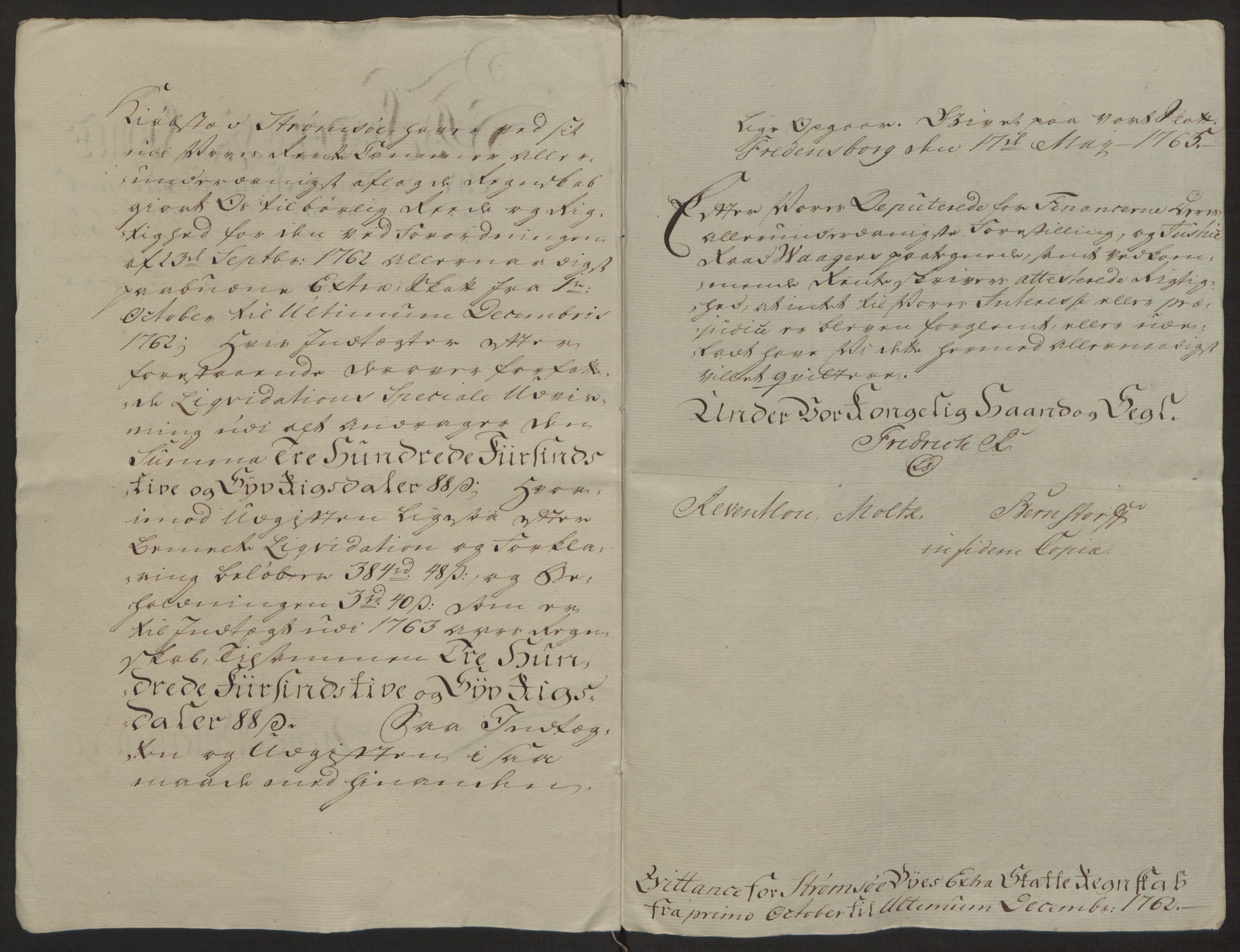 Rentekammeret inntil 1814, Reviderte regnskaper, Byregnskaper, RA/EA-4066/R/Rg/L0144/0001: [G4] Kontribusjonsregnskap / Ekstraskatt, 1762-1767, s. 11