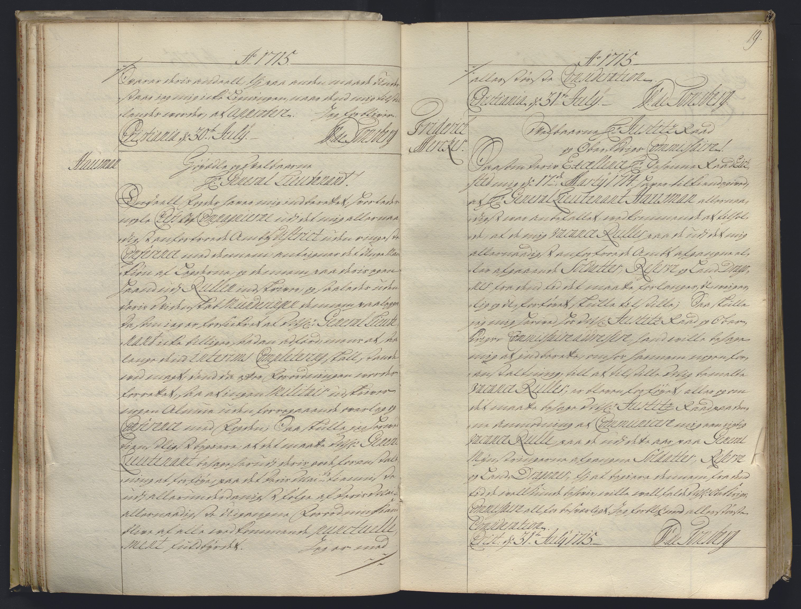 Kristiania stiftamt, AV/SAO-A-10386/B/Ba/L0004: Kopibok, 1715-1717, s. 18b-19a
