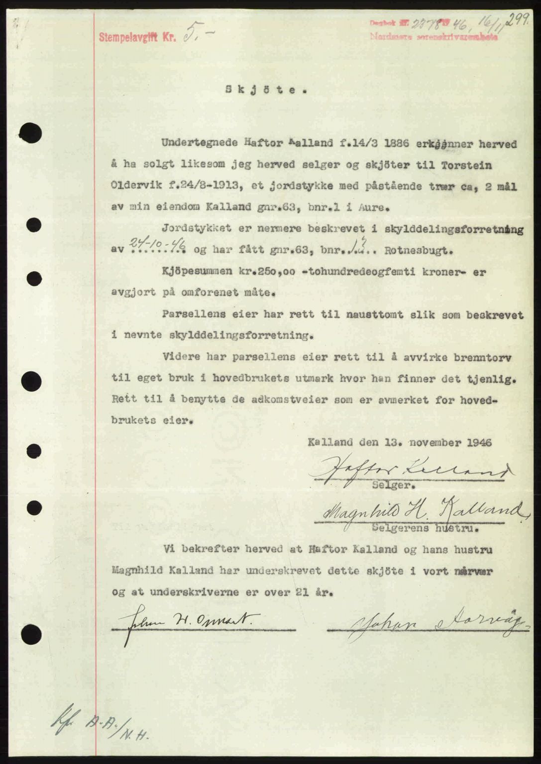 Nordmøre sorenskriveri, SAT/A-4132/1/2/2Ca: Pantebok nr. A103, 1946-1947, Dagboknr: 2378/1946