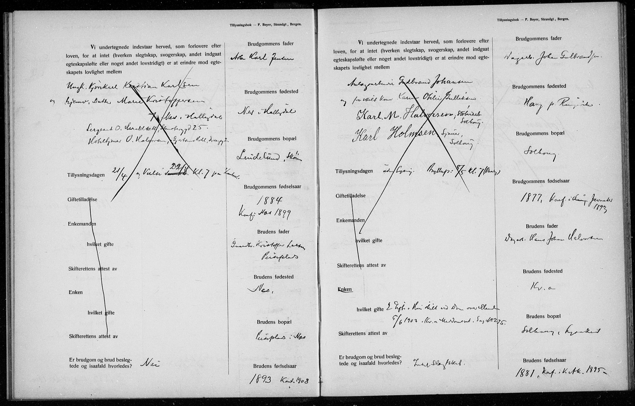 Ullern prestekontor Kirkebøker, AV/SAO-A-10740/H/L0001: Lysningsprotokoll nr. 1, 1911-1916