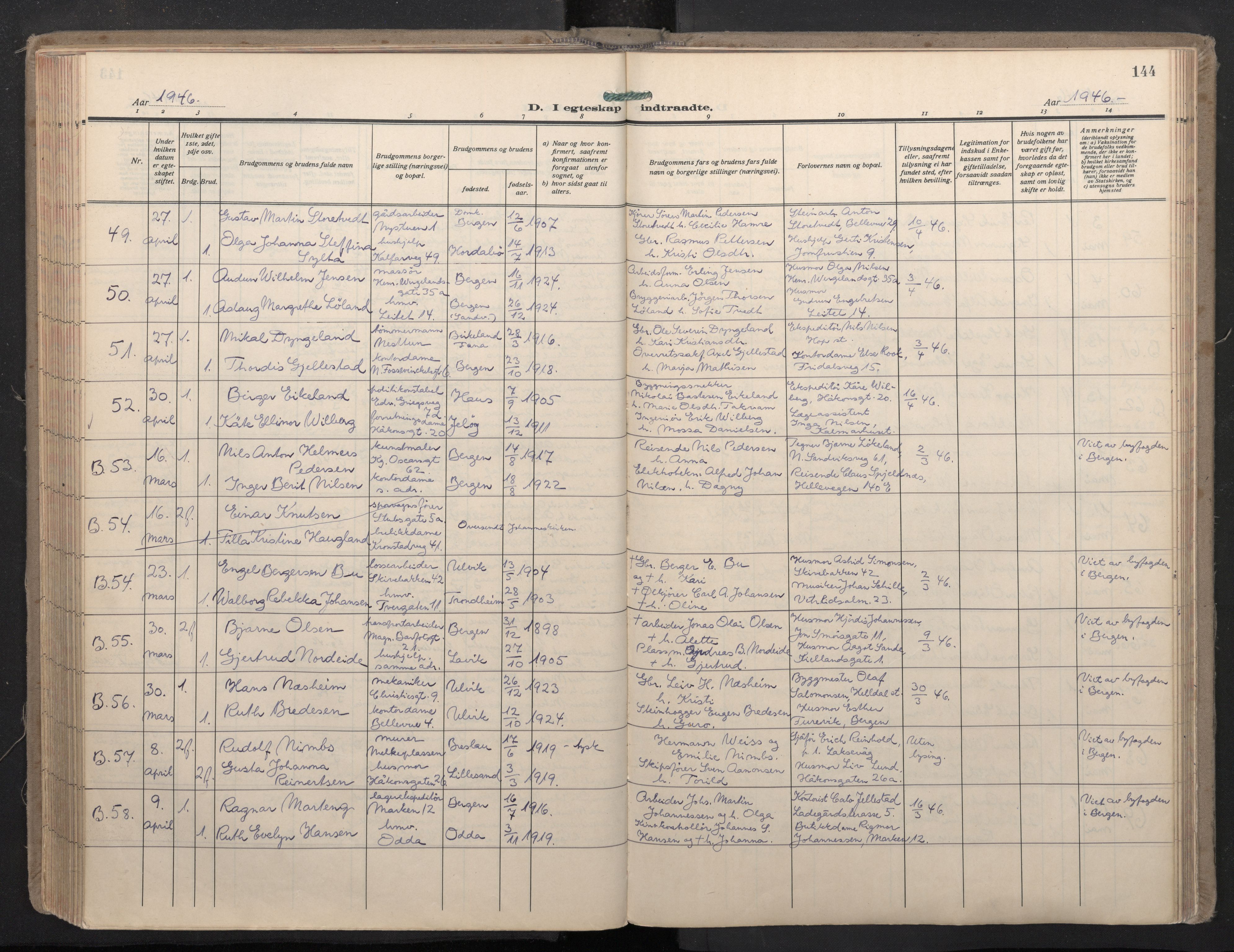 Domkirken sokneprestembete, SAB/A-74801/H/Haa: Ministerialbok nr. D 7, 1937-1950, s. 143b-144a